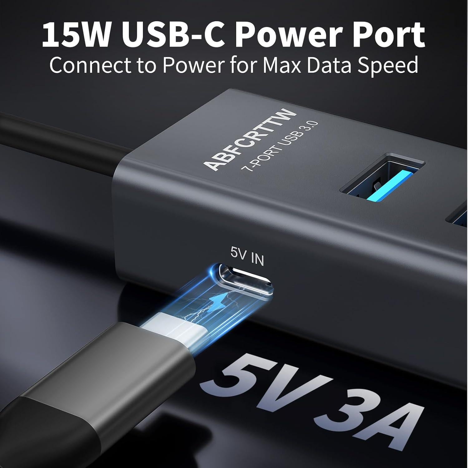 Hub USB 3.0 ABFCRTTW 7 Puertos 4 USB-A 3 USB-C 1.22m