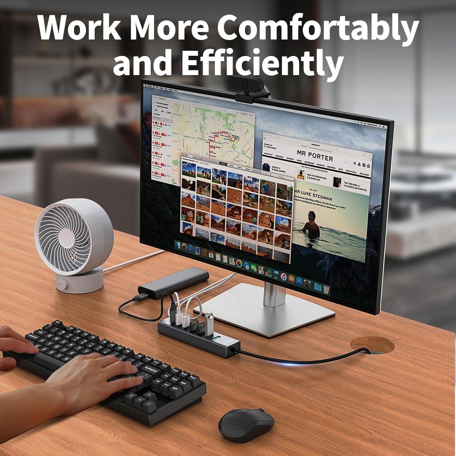 Hub USB 3.0 ABFCRTTW 7 Puertos 4 USB-A 3 USB-C 1.22m