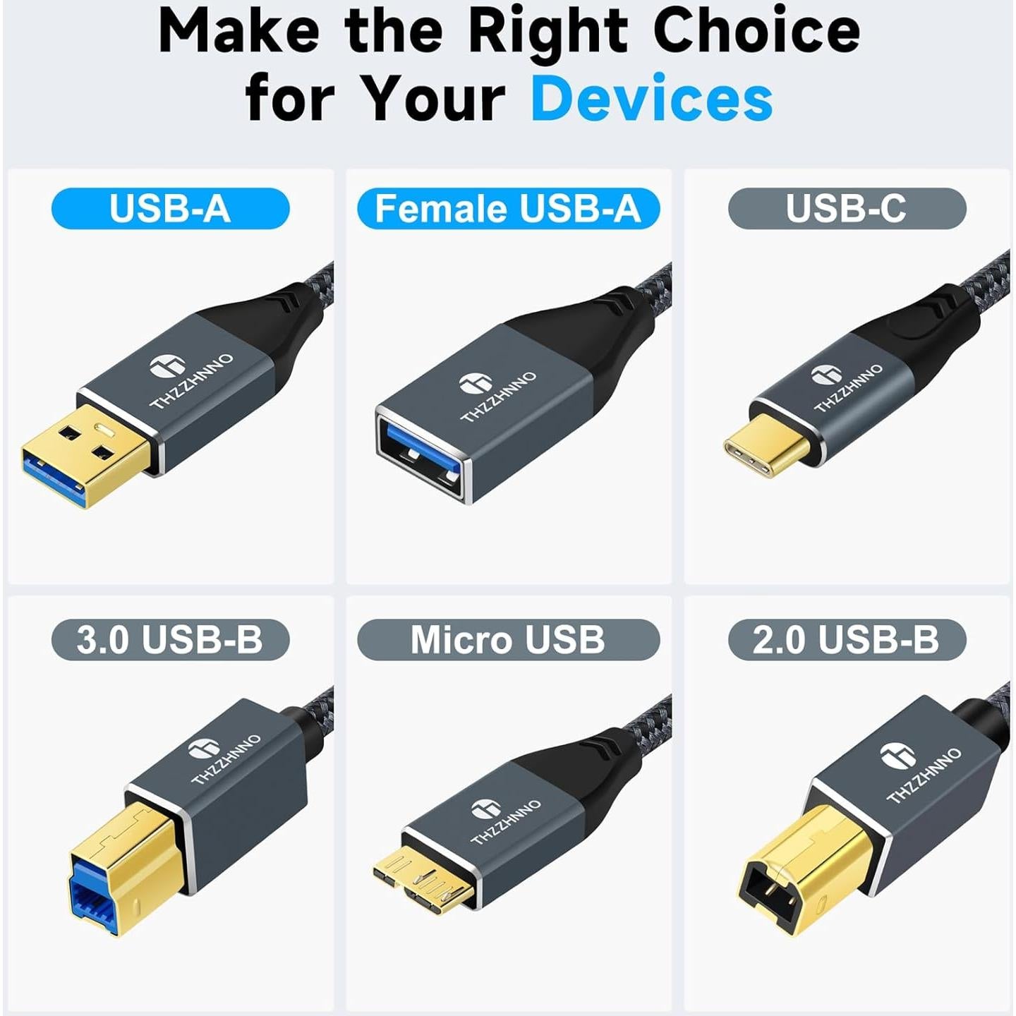 Cable Extensión USB 3.0 0.5M Thzzhnno Macho a Hembra