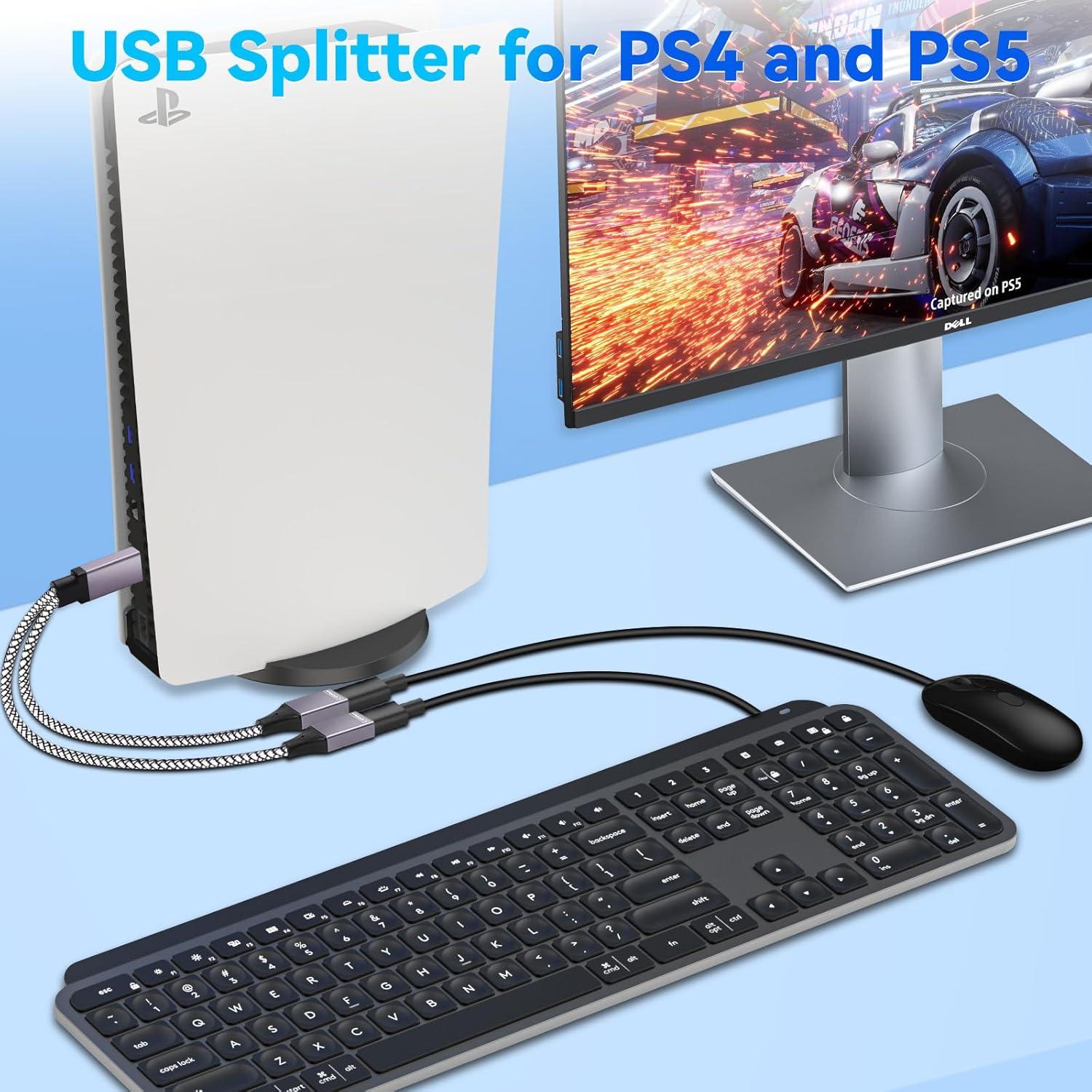 Cable Divisor USB 1 a 2 Salidas ROÉKO 25 cm Carga y Datos