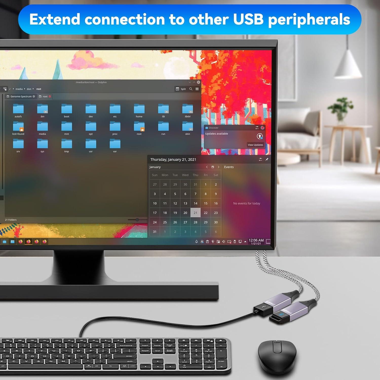 Cable Divisor USB 1 a 2 Salidas ROÉKO 25 cm Carga y Datos