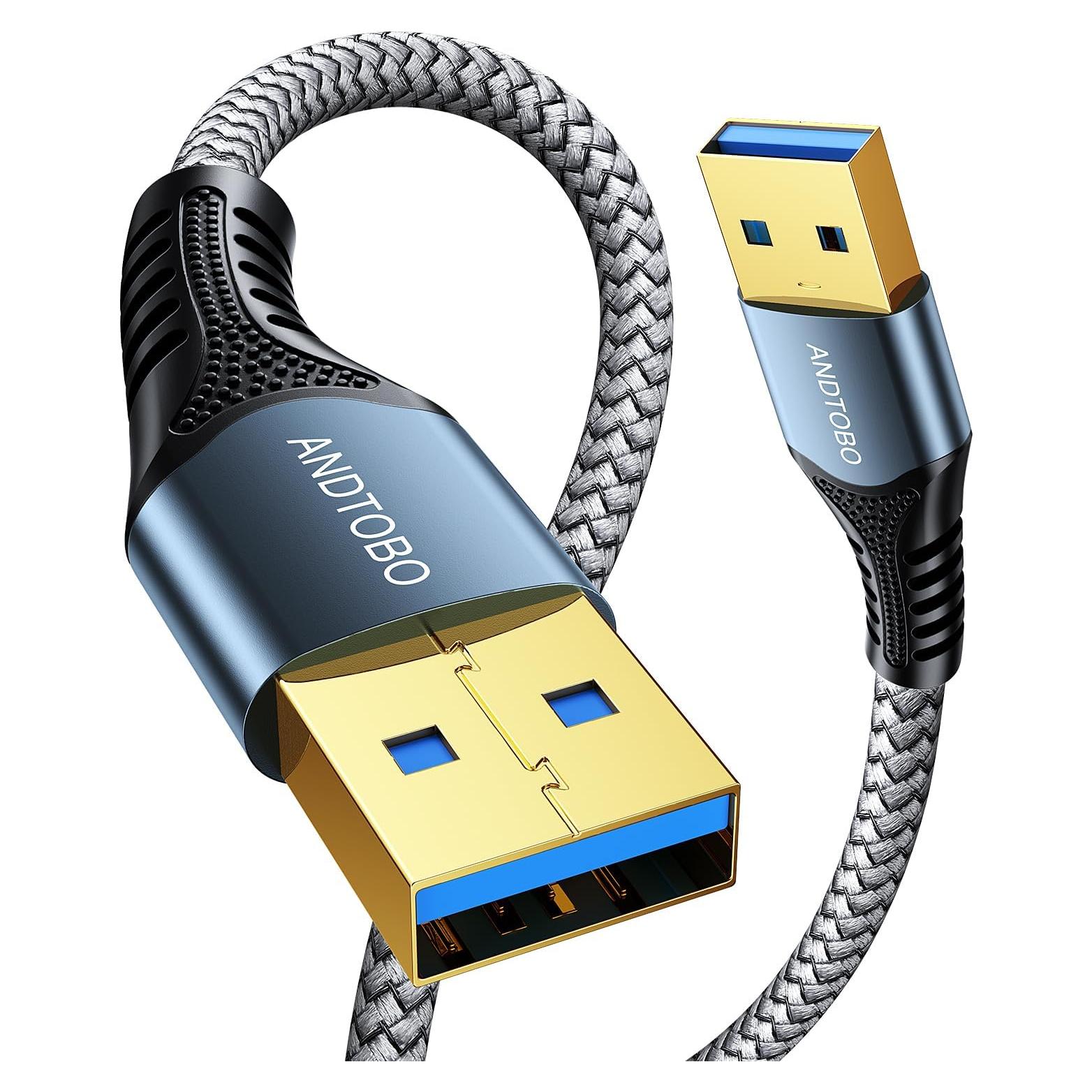 Cable USB 3.0 Macho a Macho ANDTOBO 1.0m Gris