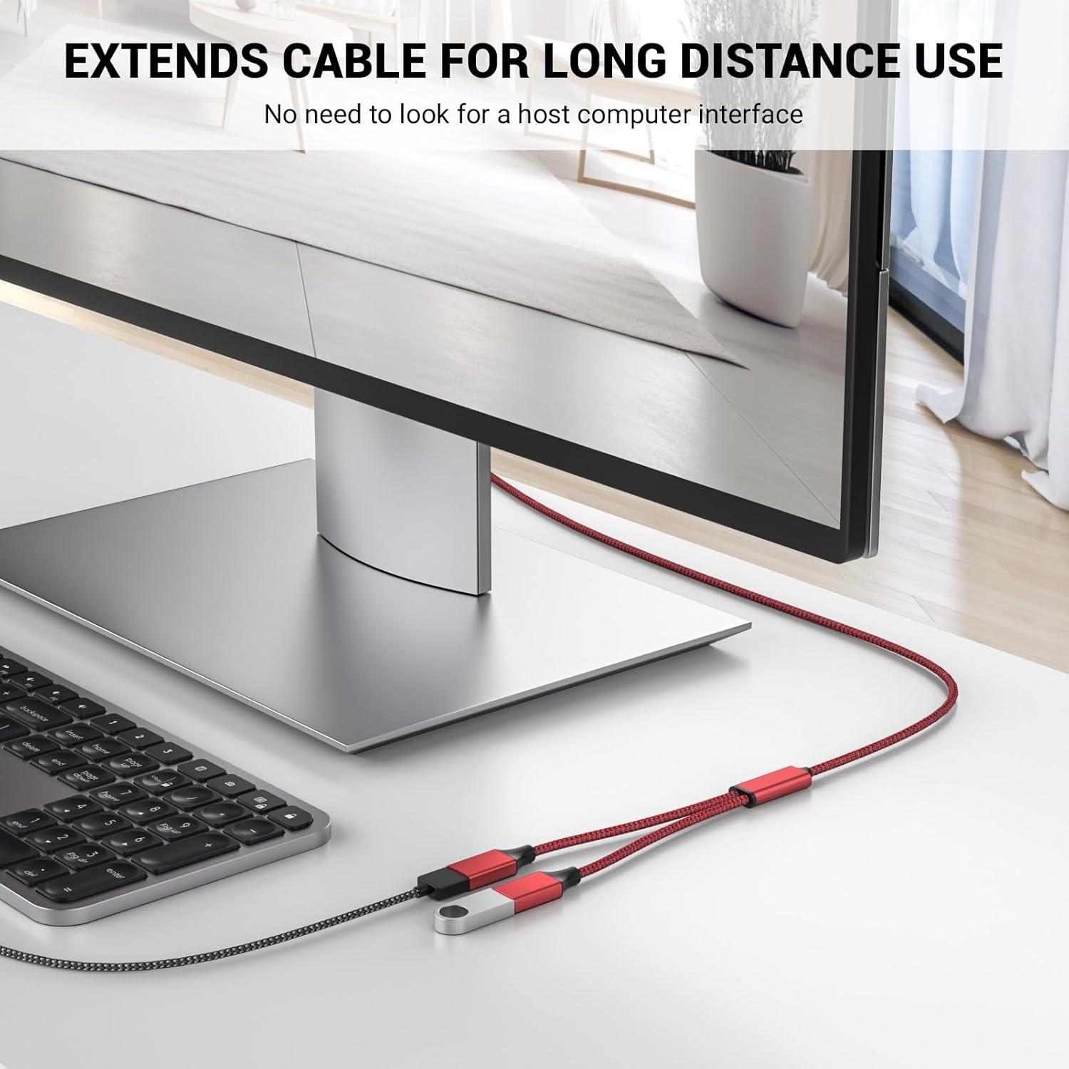 Divisor USB 2.0 BETU 1 Macho a 2 Hembras 1m Rojo