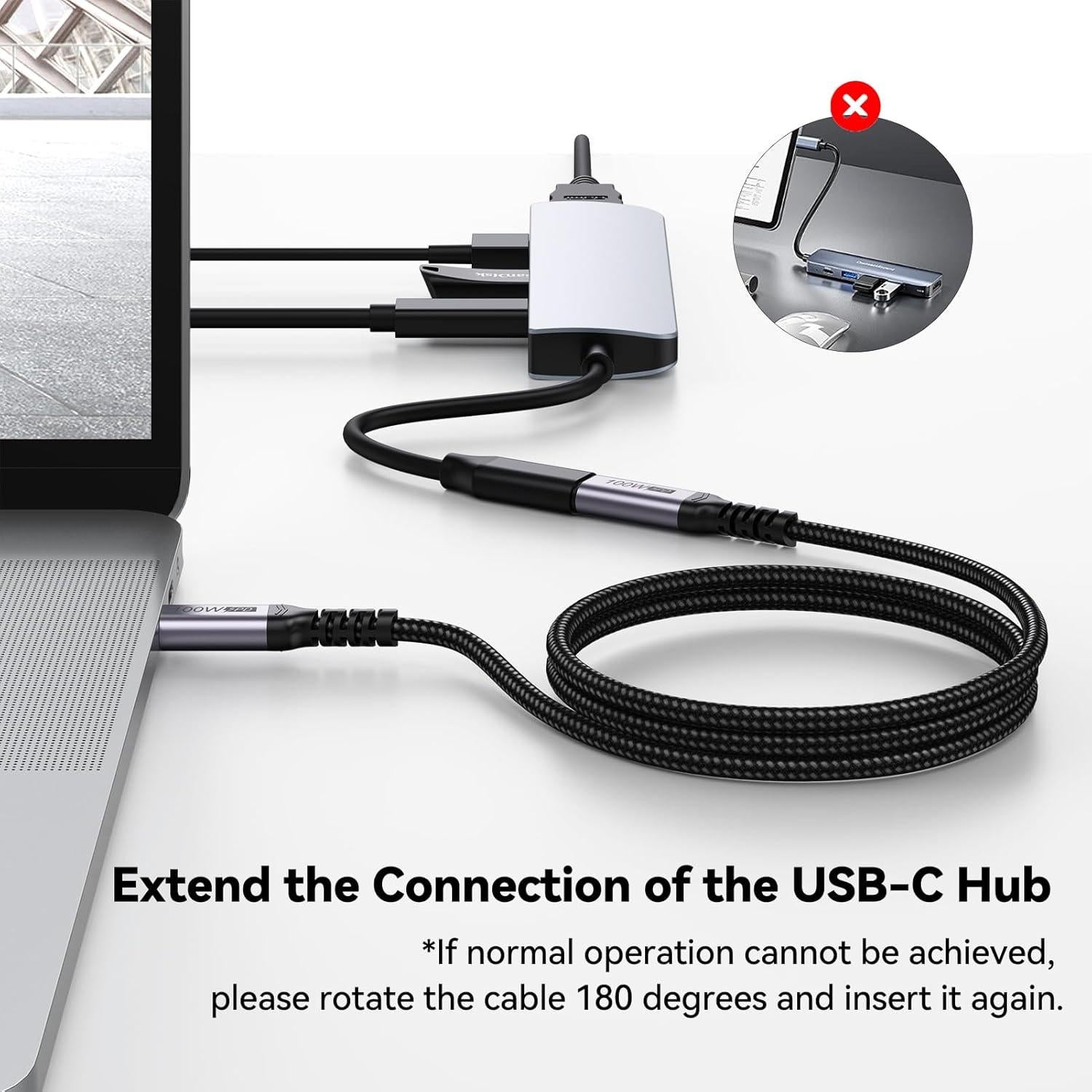Cable de Extensión USB C 3 pies DteeDck 10Gbps 100W 4K