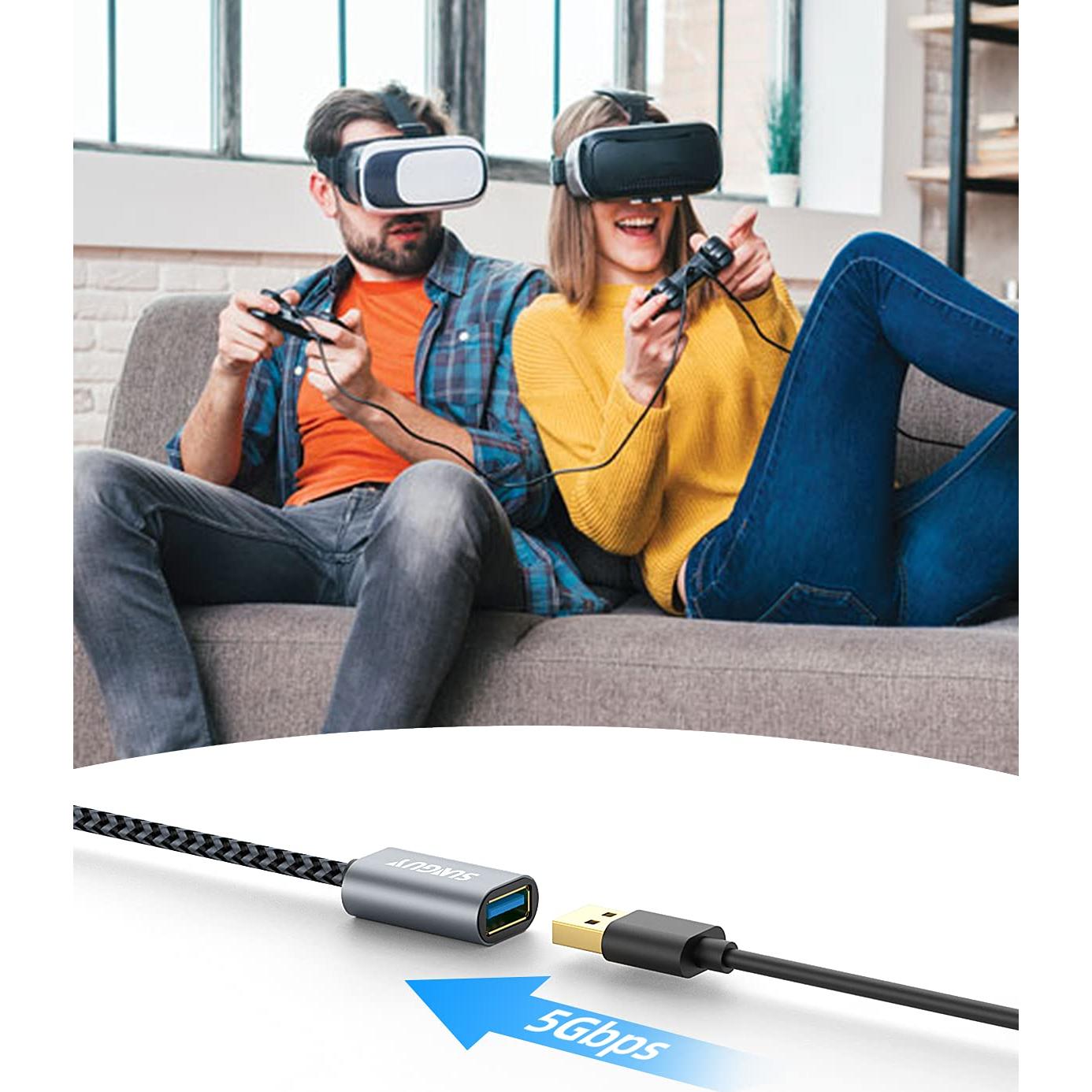 Cable de Extensión USB 3.0 SUNGUY 0.3m Alta Velocidad 5Gbps