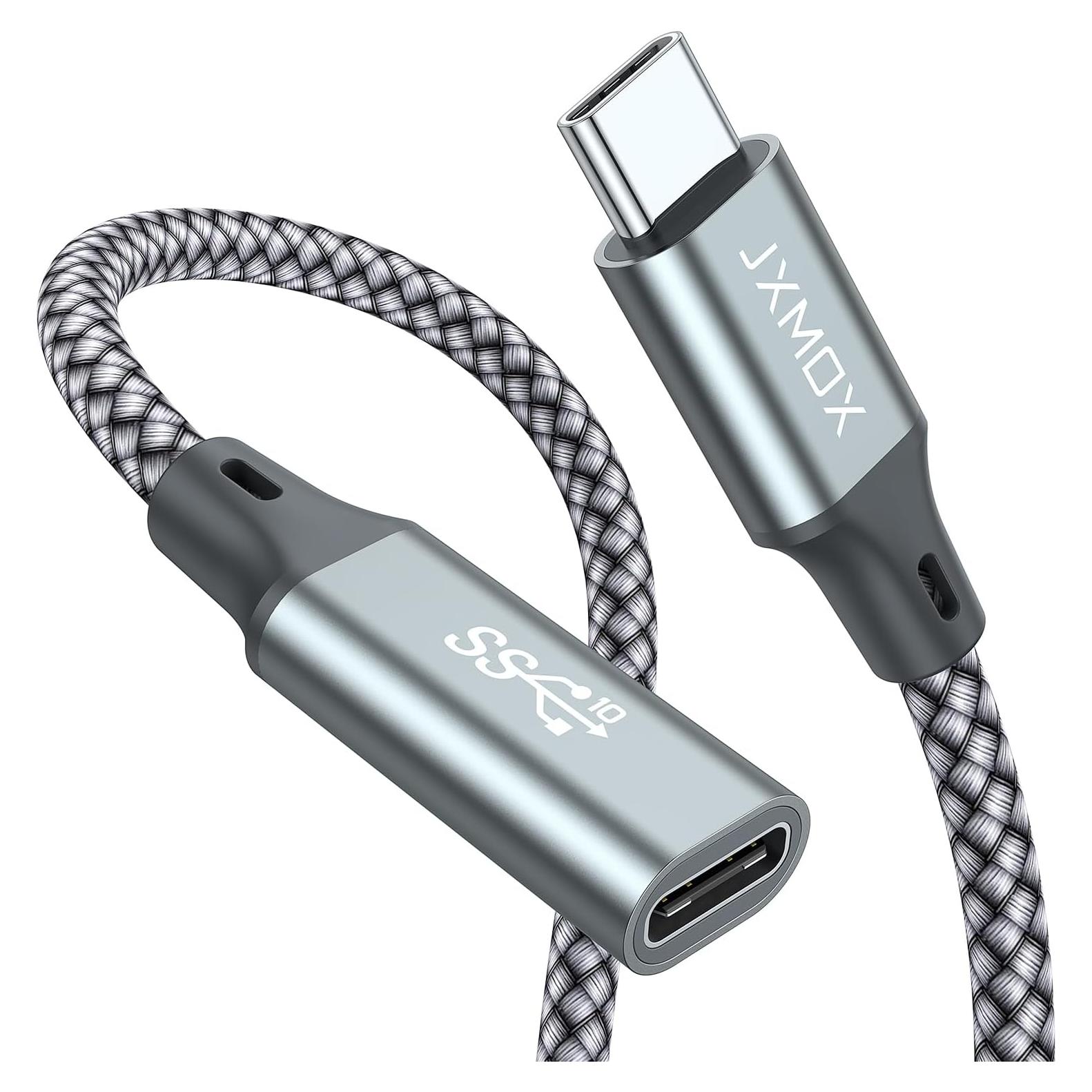 Cable Extensión USB C JXMOX 1m 10Gbps 100W Carga Rápida