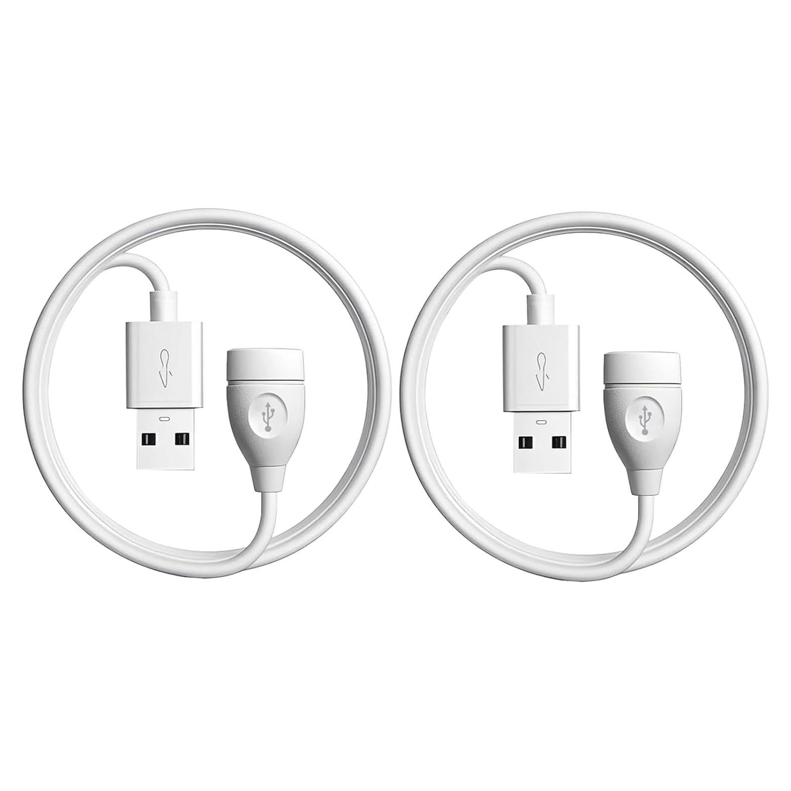 Cable de Extensión USB 2.0 NSGWKZD Blanco 1 m 2-Pack