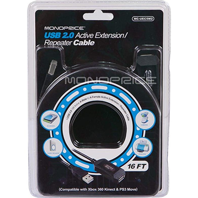 Cable de Extensión Activo USB 2.0 Monoprice 4.88m Negro