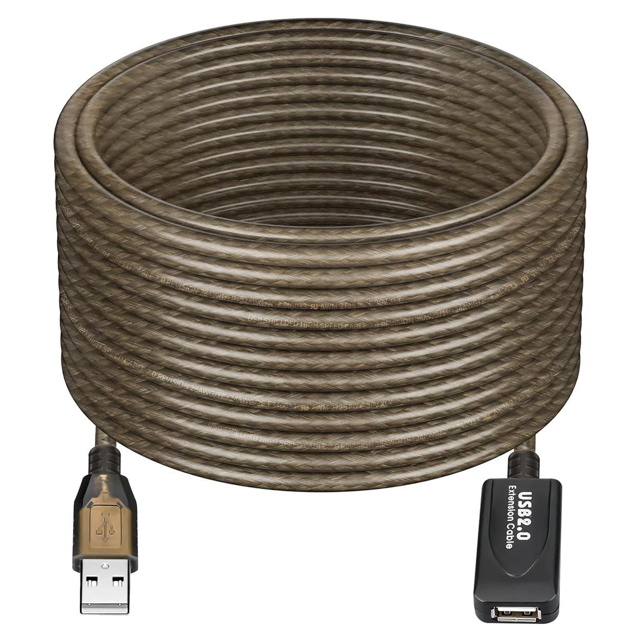 Cable de Extensión USB Activo GGMTY 9.14m 480Mbps Negro