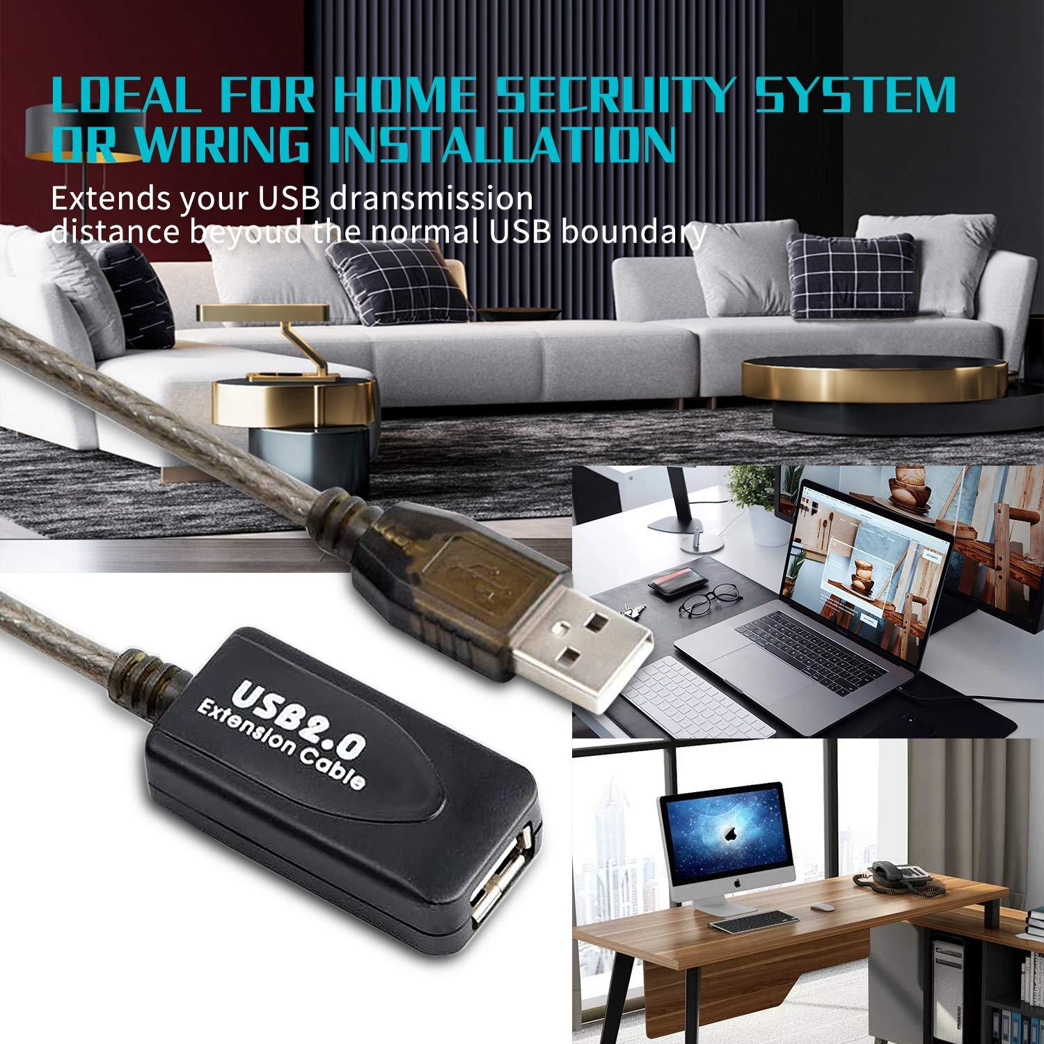 Cable de Extensión USB Activo GGMTY 9.14m 480Mbps Negro