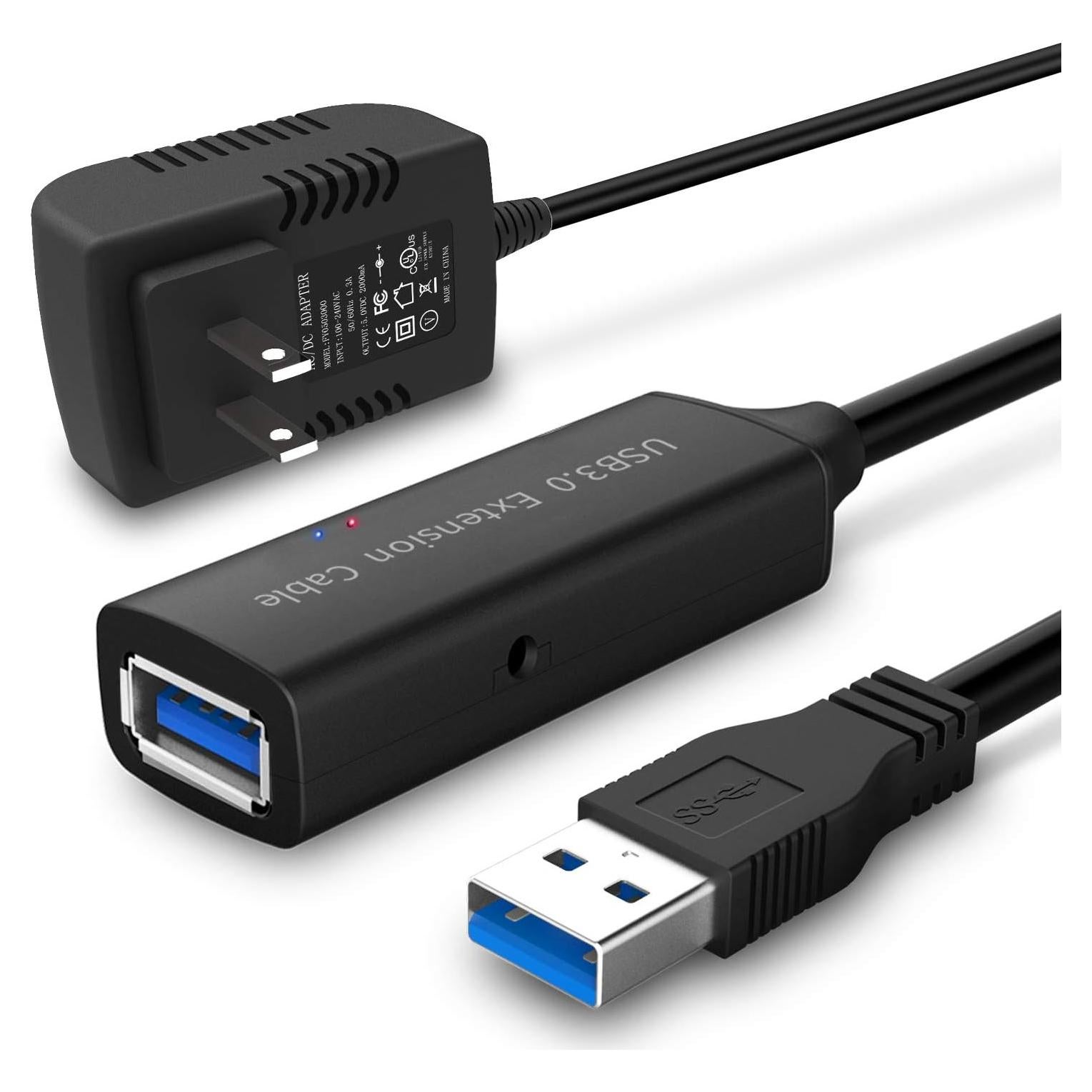 Cable Extensión Activo USB 3.0 RSHTECH 9.75m con Adaptador 5V