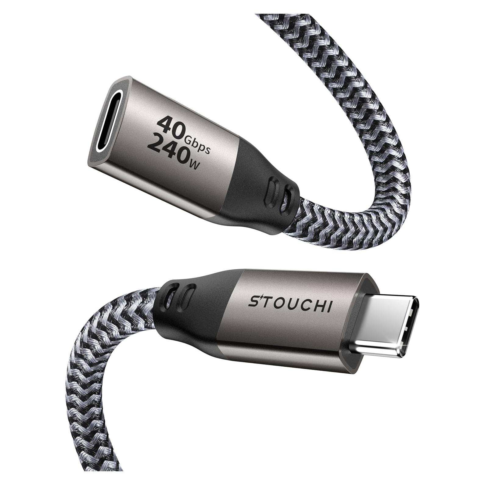 Cable de Extensión USB-C Stouchi 1m 40Gbps Carga 240W