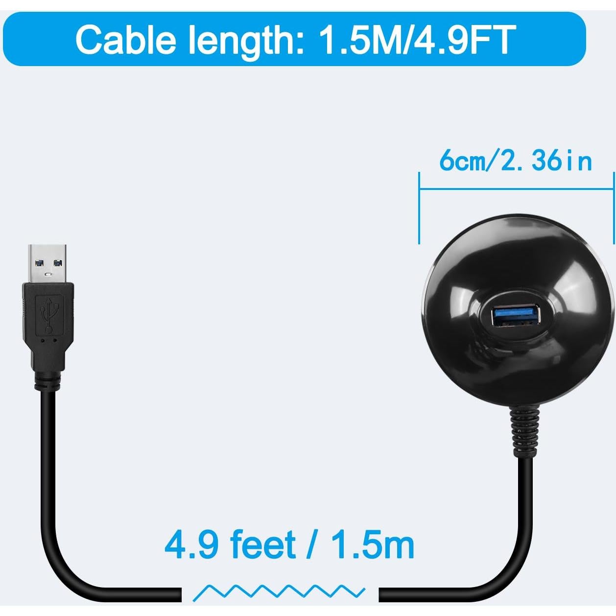 Cable de Extensión USB 3.0 HATMINI 1.5M Tipo-A Macho a Hembra