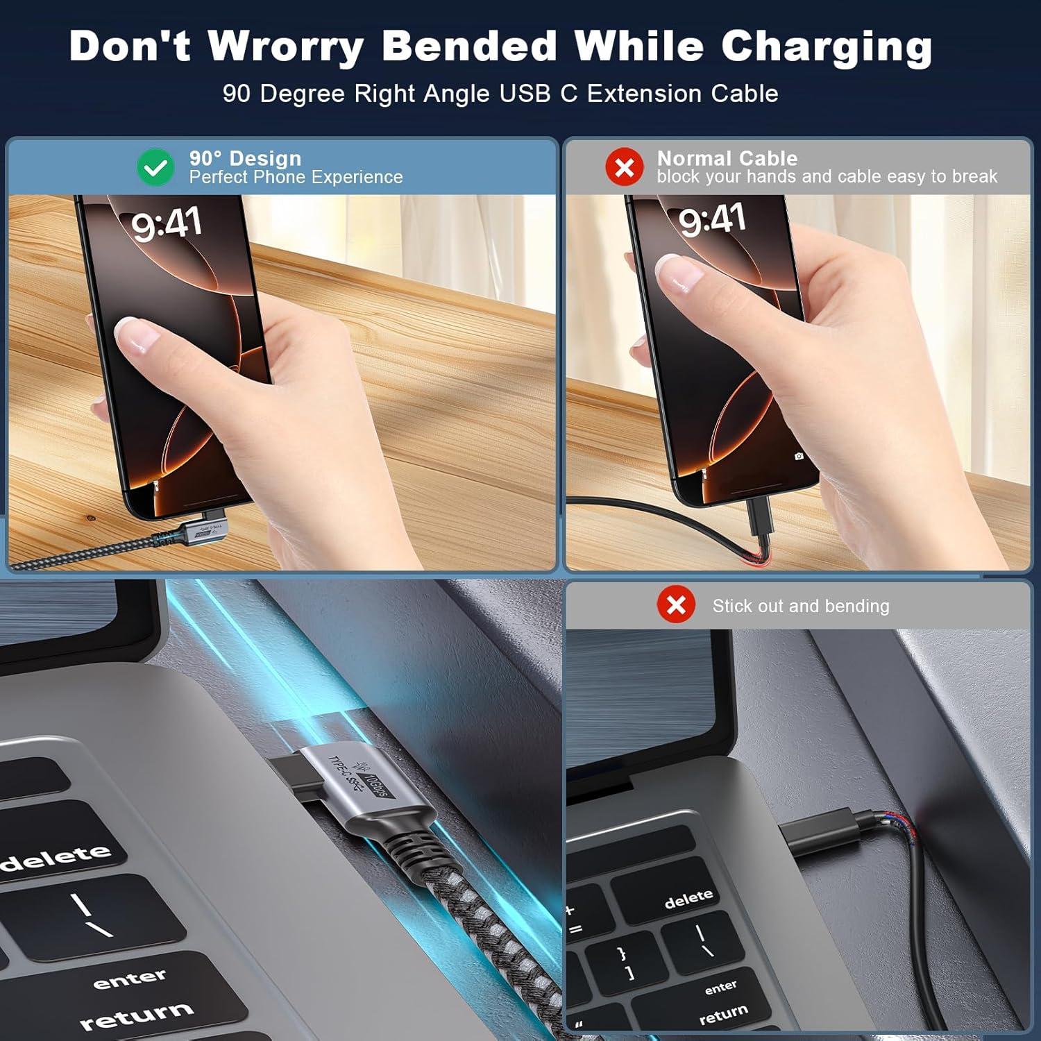 Cable Extensión USB-C 2m UV-CABLE Carga Rápida 100W 10Gbps