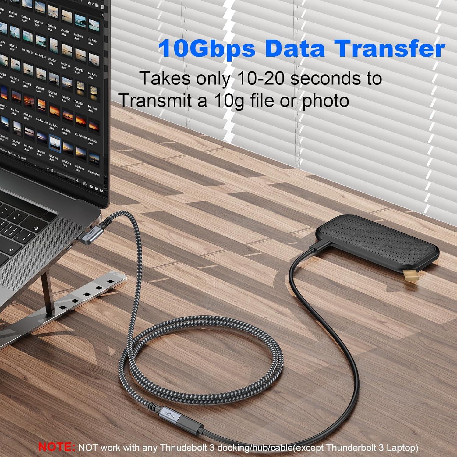 Cable Extensión USB-C 2m UV-CABLE Carga Rápida 100W 10Gbps