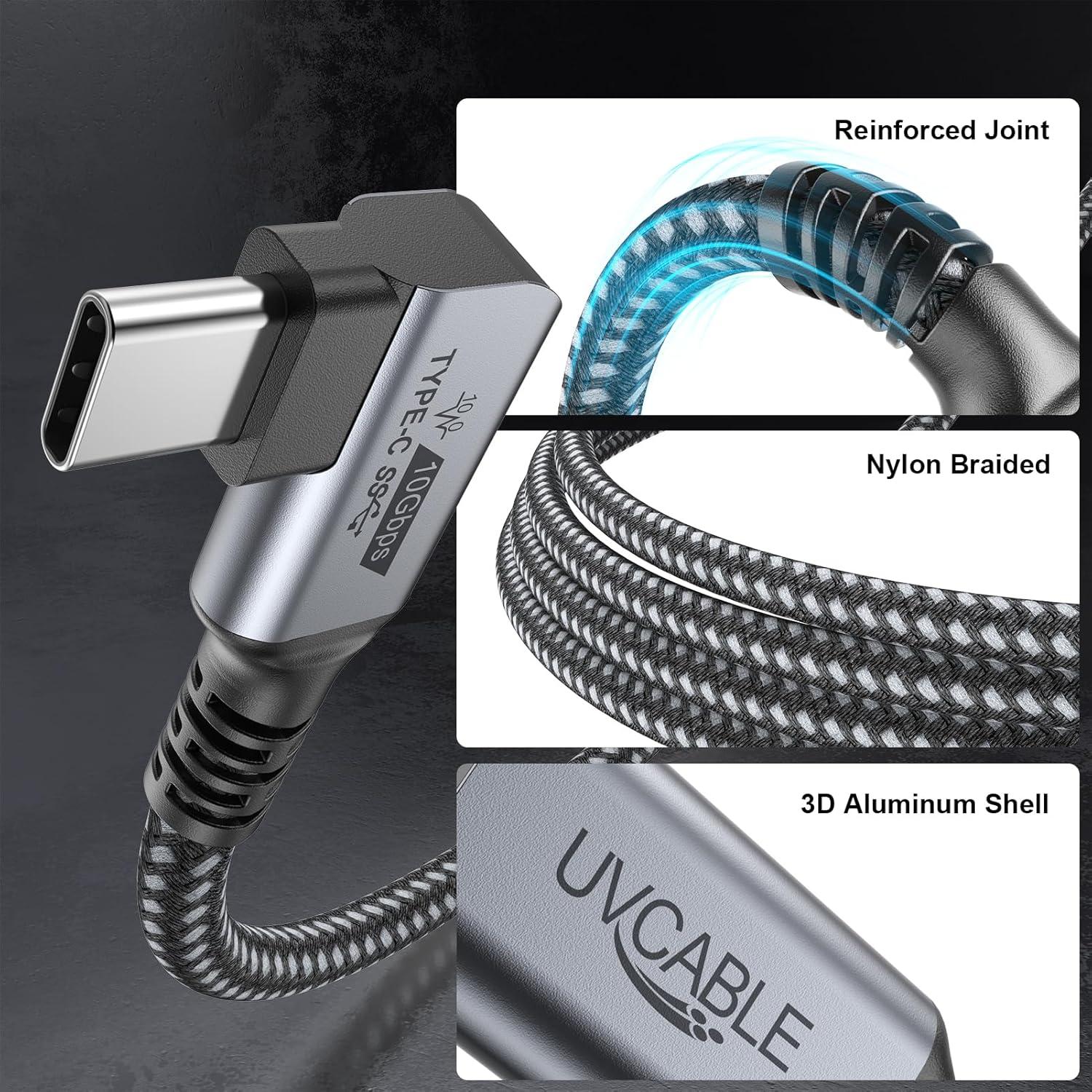 Cable Extensión USB-C 2m UV-CABLE Carga Rápida 100W 10Gbps