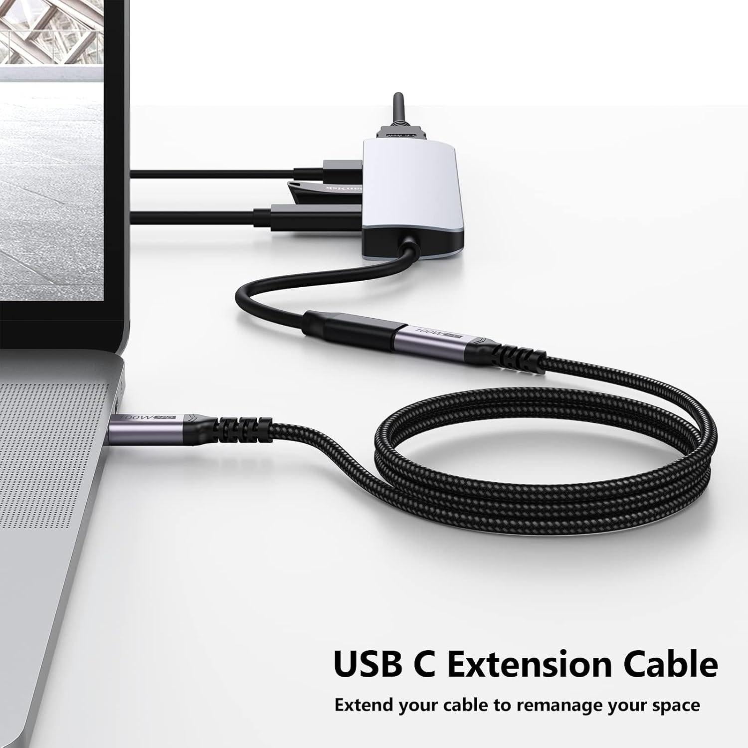 Cable de Extensión USB C 1.83m DteeDck 10Gbps 100W Carga