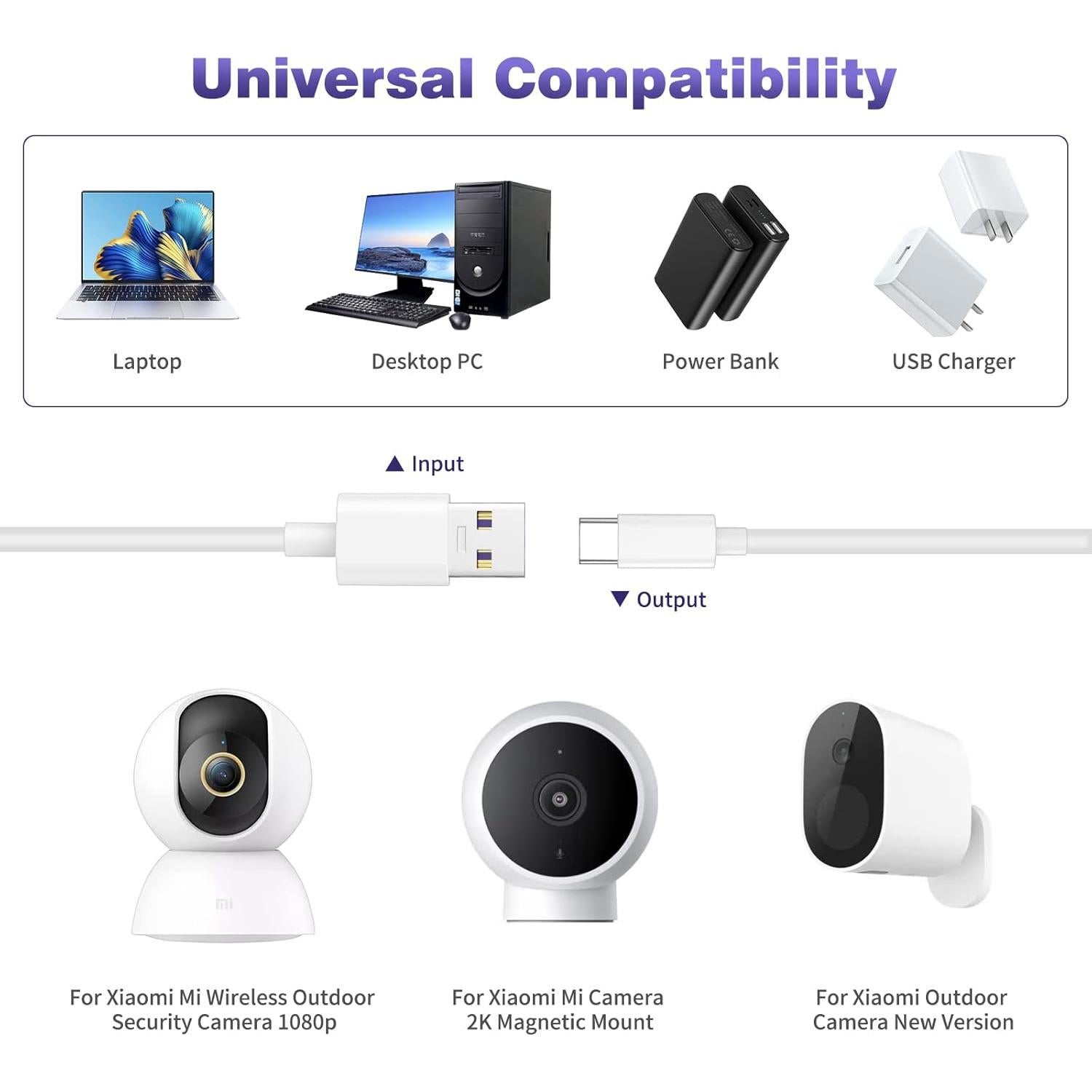 Cable de Alimentación USB A a C iMangoo 10m para CCTV