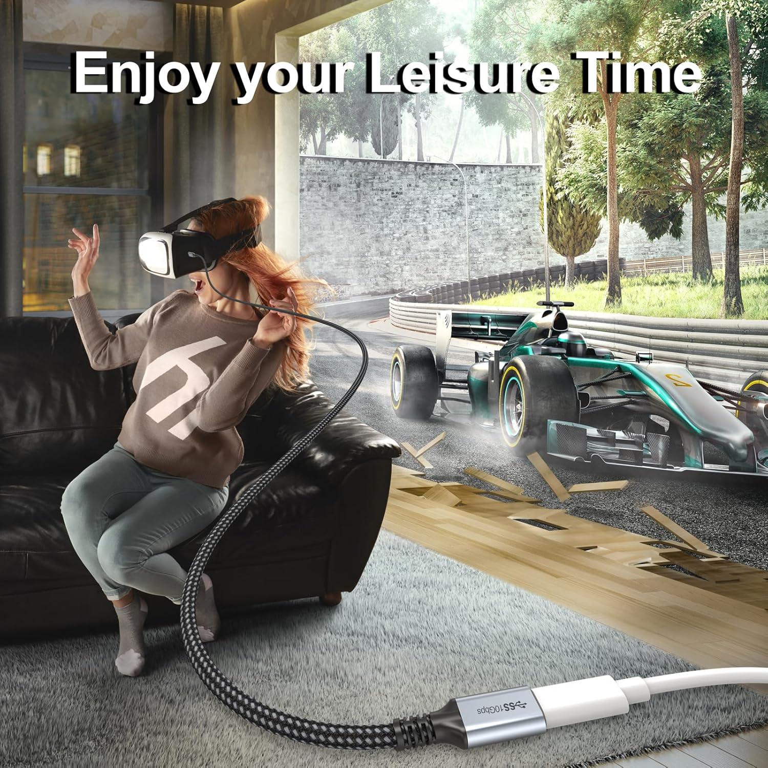 Cable Extensión USB C 1.83m URELEGAN 100W 10Gbps 4K