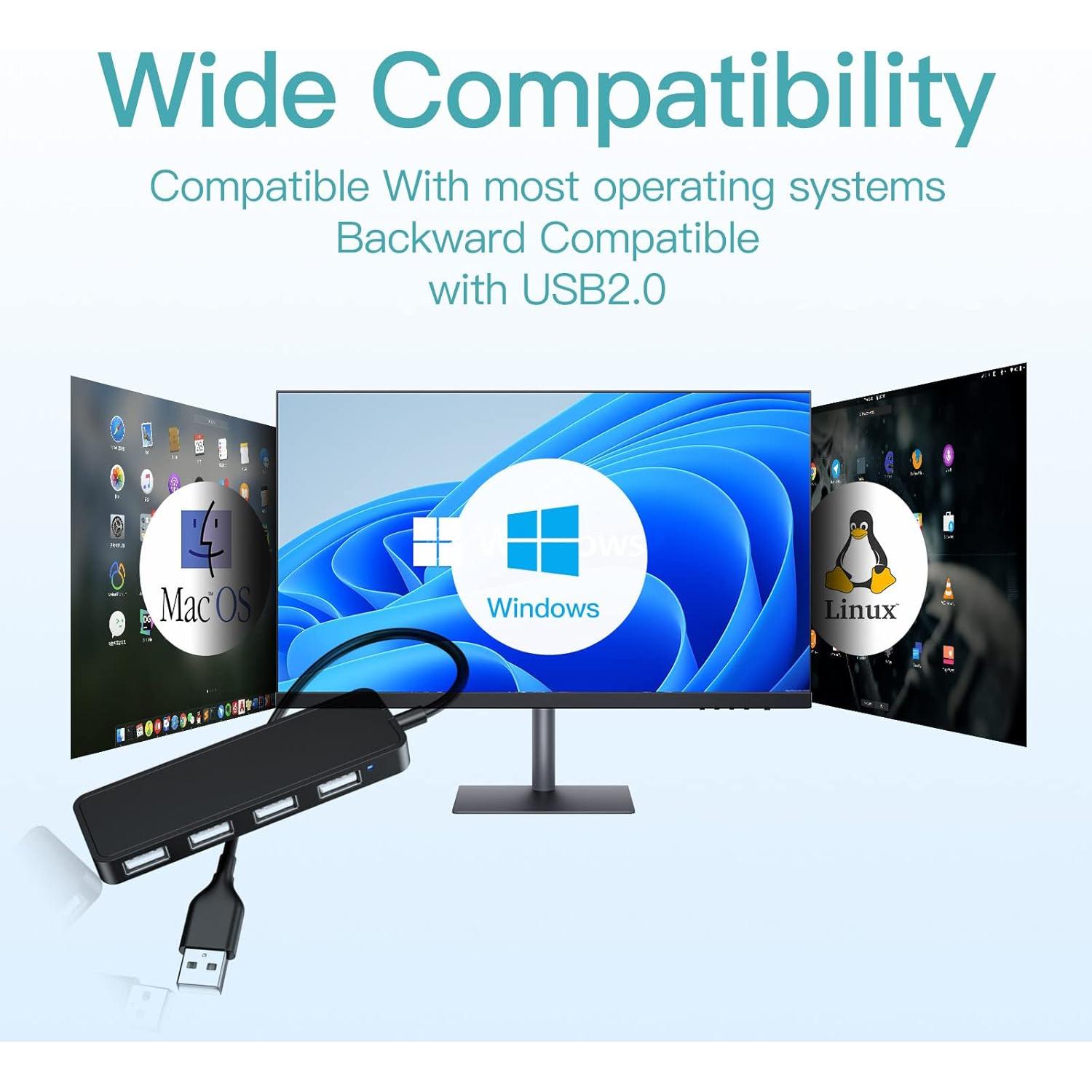 Hub USB 4 Puertos Vrllinking Negro 30cm USB 2.0