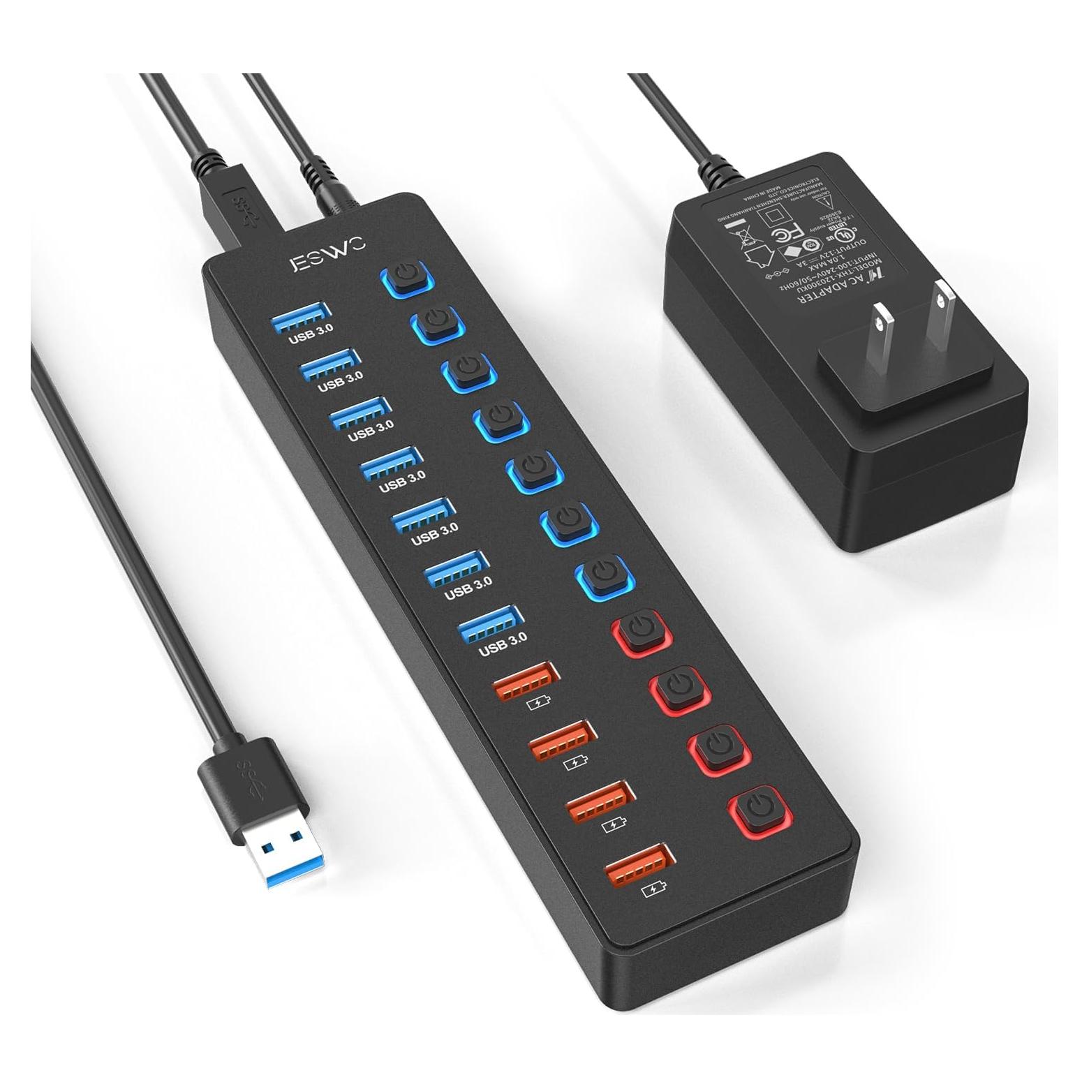 Hub USB 3.0 de 11 Puertos SHENZHEN A1011 con Carga Inteligente