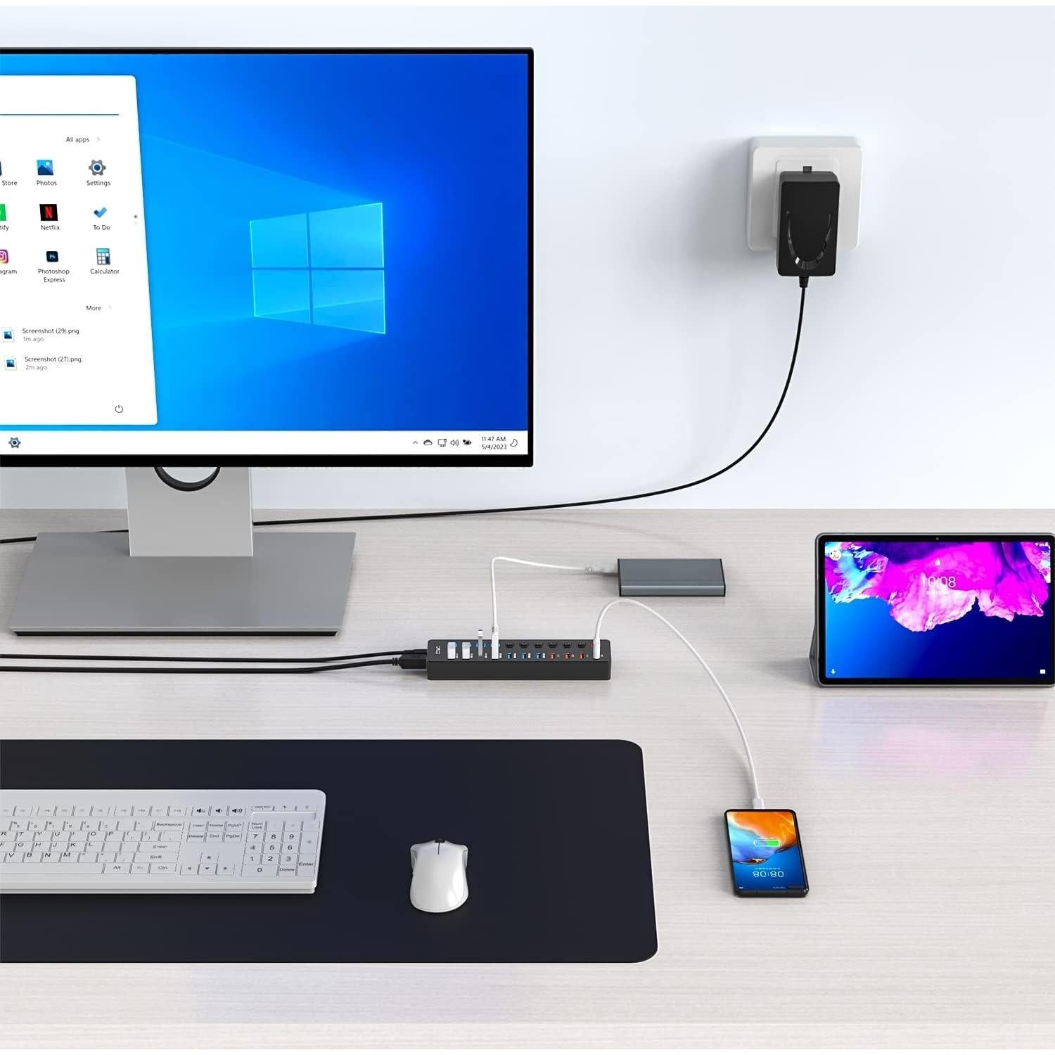 Hub USB 3.0 de 11 Puertos SHENZHEN A1011 con Carga Inteligente