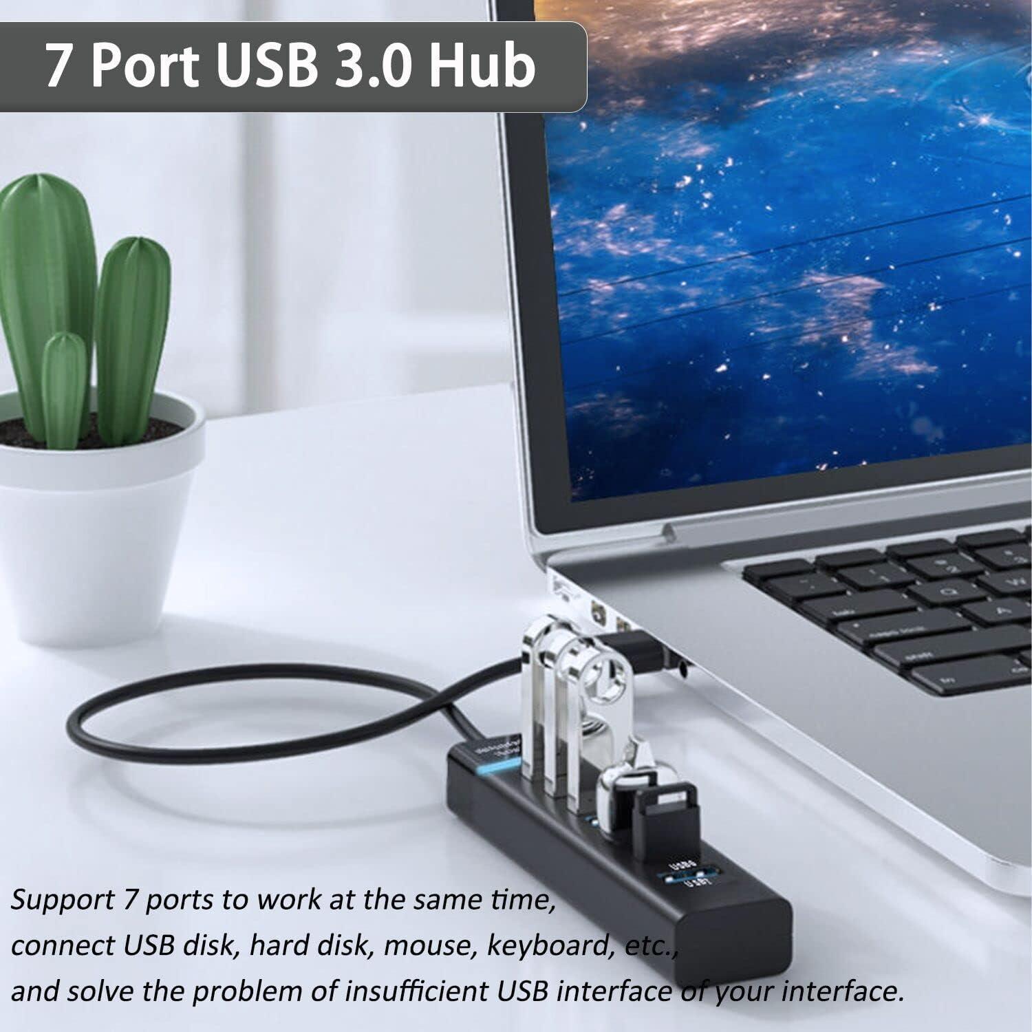 Hub USB 3.0 VIENON de 7 Puertos para Laptop y PC