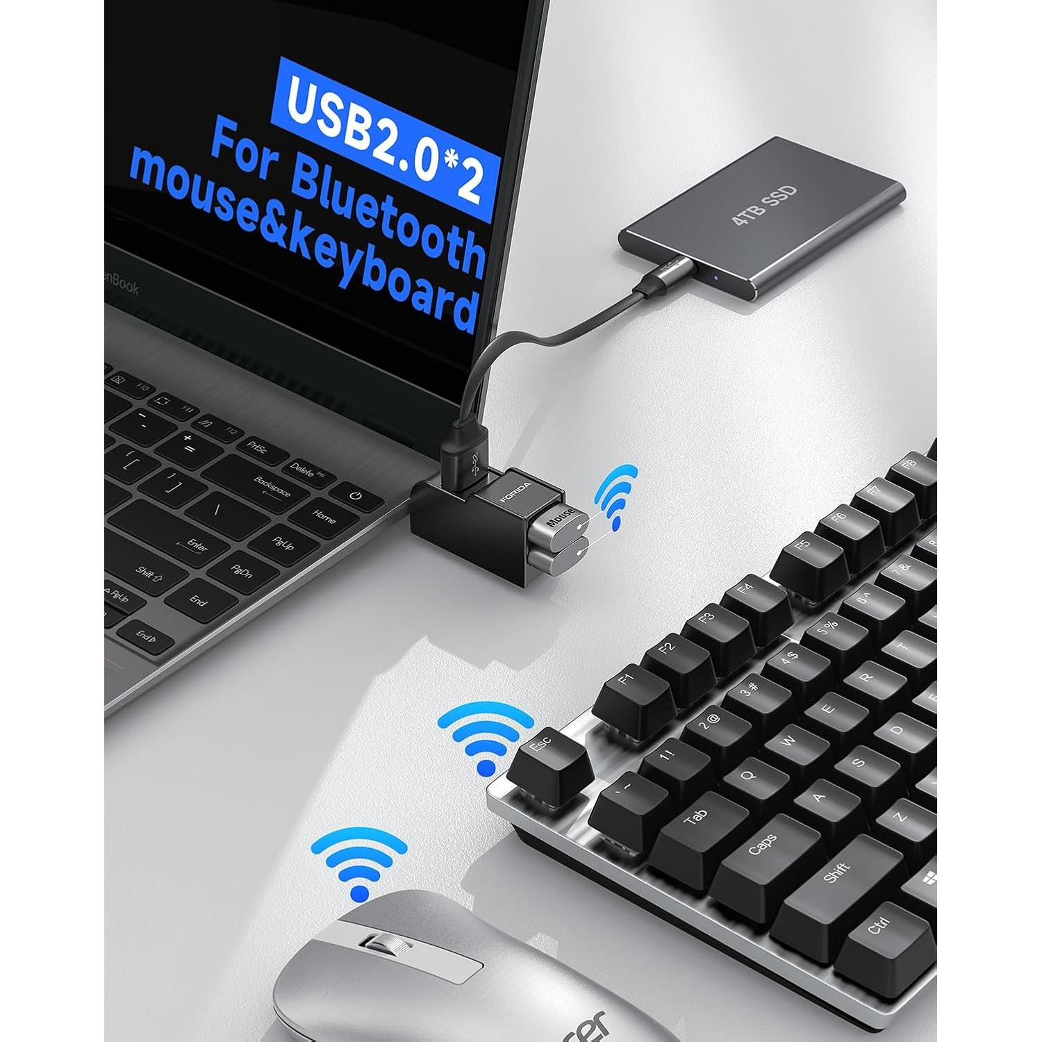 Adaptador USB 3.0 FORIDA Hub 3 Puertos Negro - Divisor Portátil