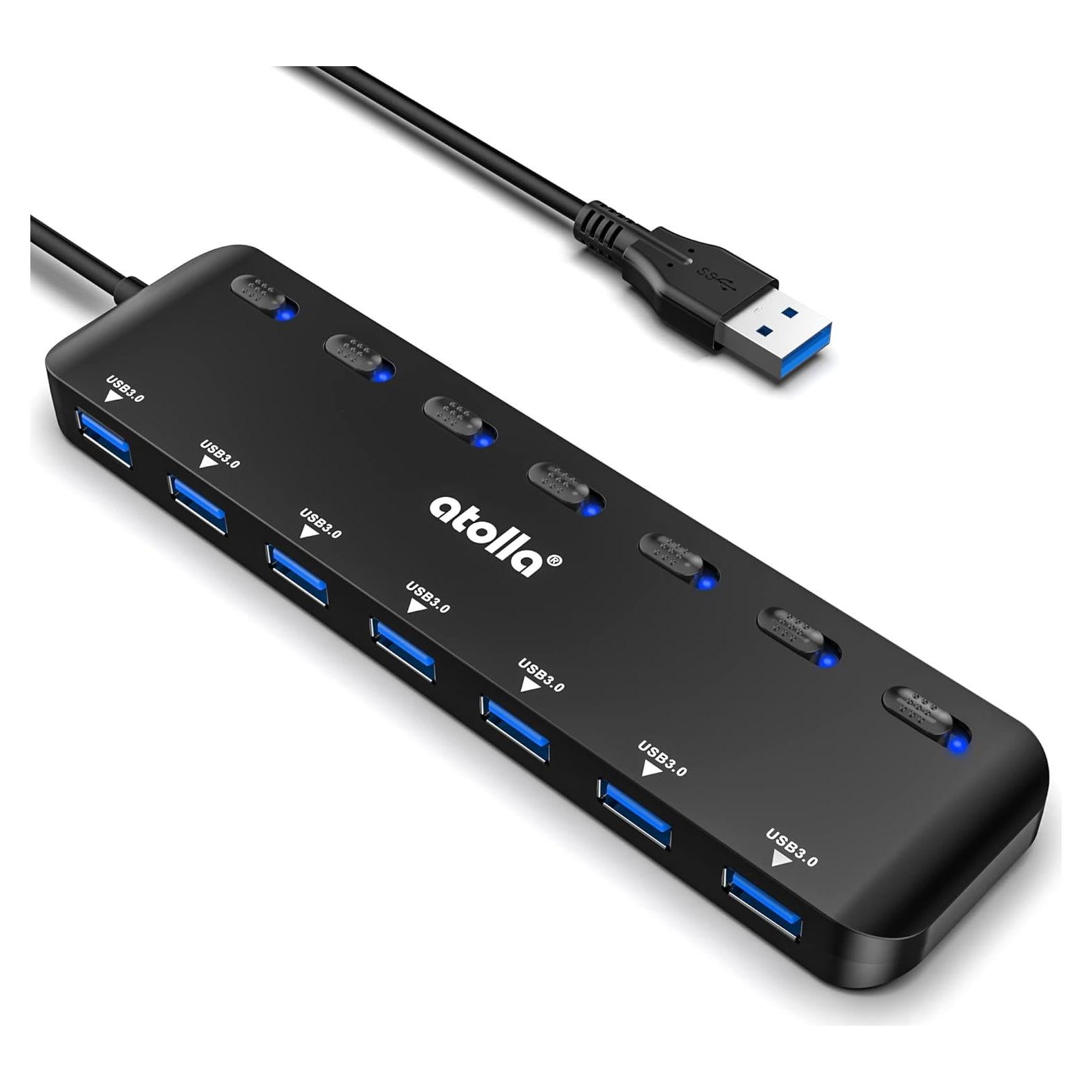 Hub USB 3.0 Atolla 7 Puertos con Interruptores y LED
