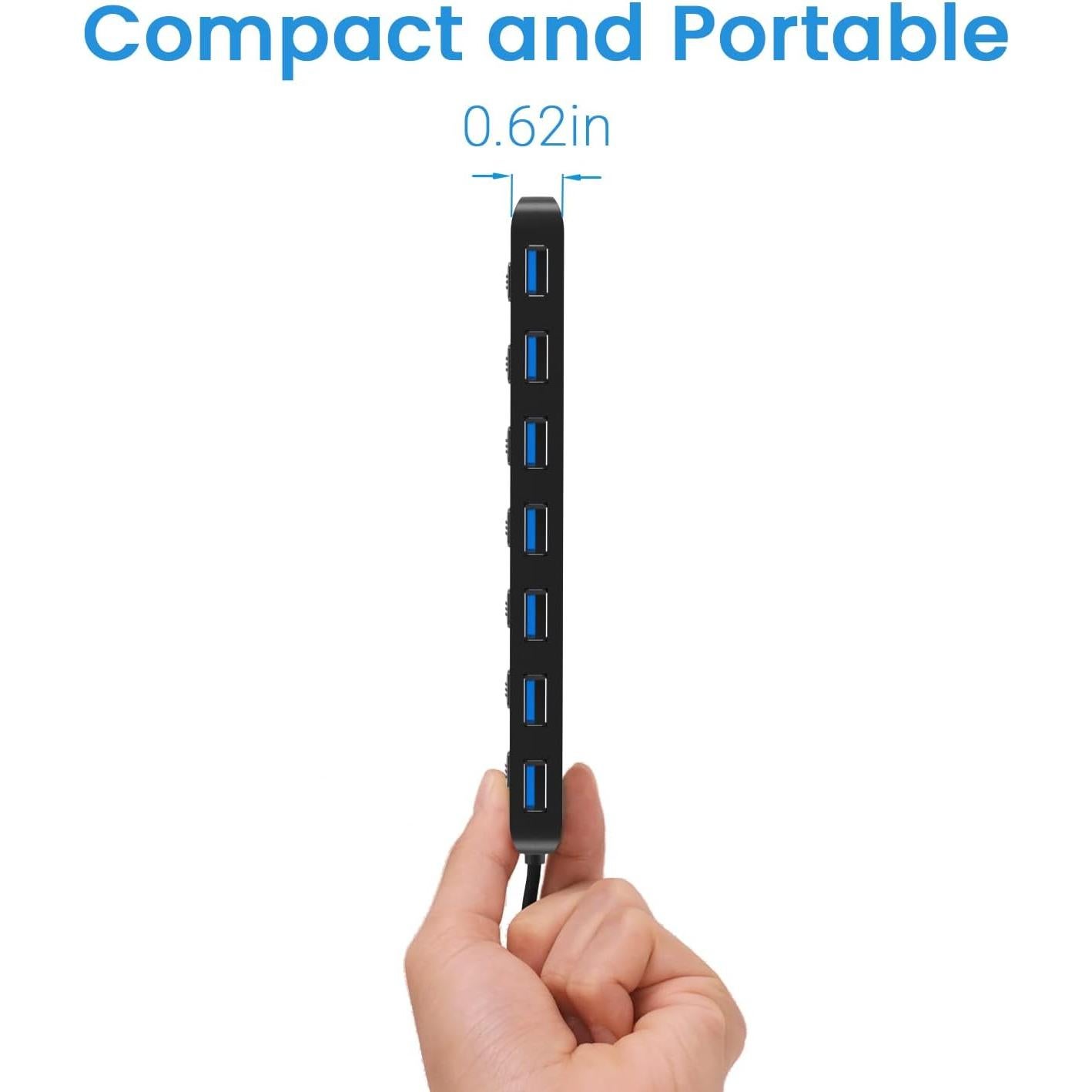 Hub USB 3.0 Atolla 7 Puertos con Interruptores y LED