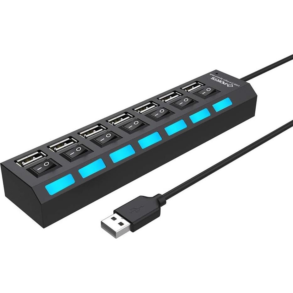 Hub USB 2.0 de 7 Puertos L'Aise Vie con Interruptores y LED