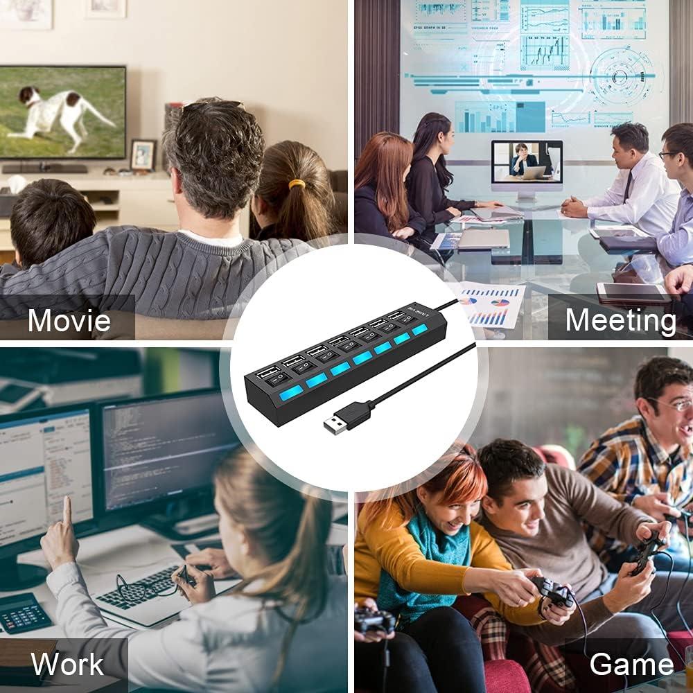 Hub USB 2.0 de 7 Puertos L'Aise Vie con Interruptores y LED