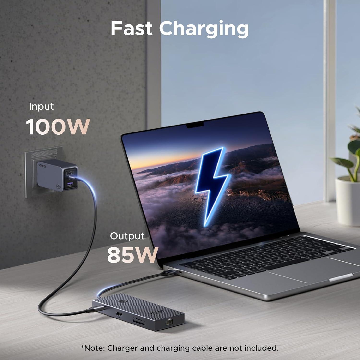UGREEN Hub USB-C 9 en 1 con HDMI 4K, Ethernet Gigabit y Carga PD 100W