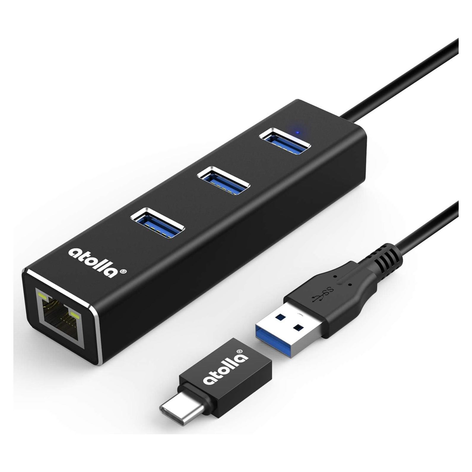 Adaptador USB C a Ethernet 3 Puertos Hub USB 3.0 Bauihr