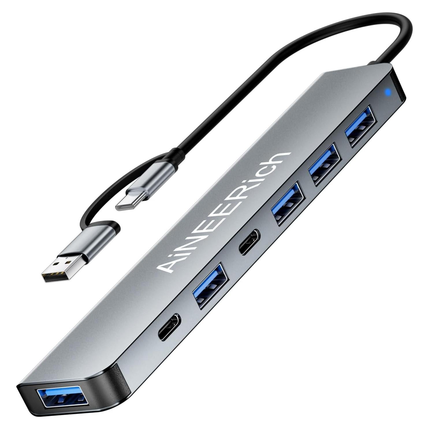 Hub USB-C 7 en 1 AiNEERich, Adaptador Multiport para Laptop y iPhone