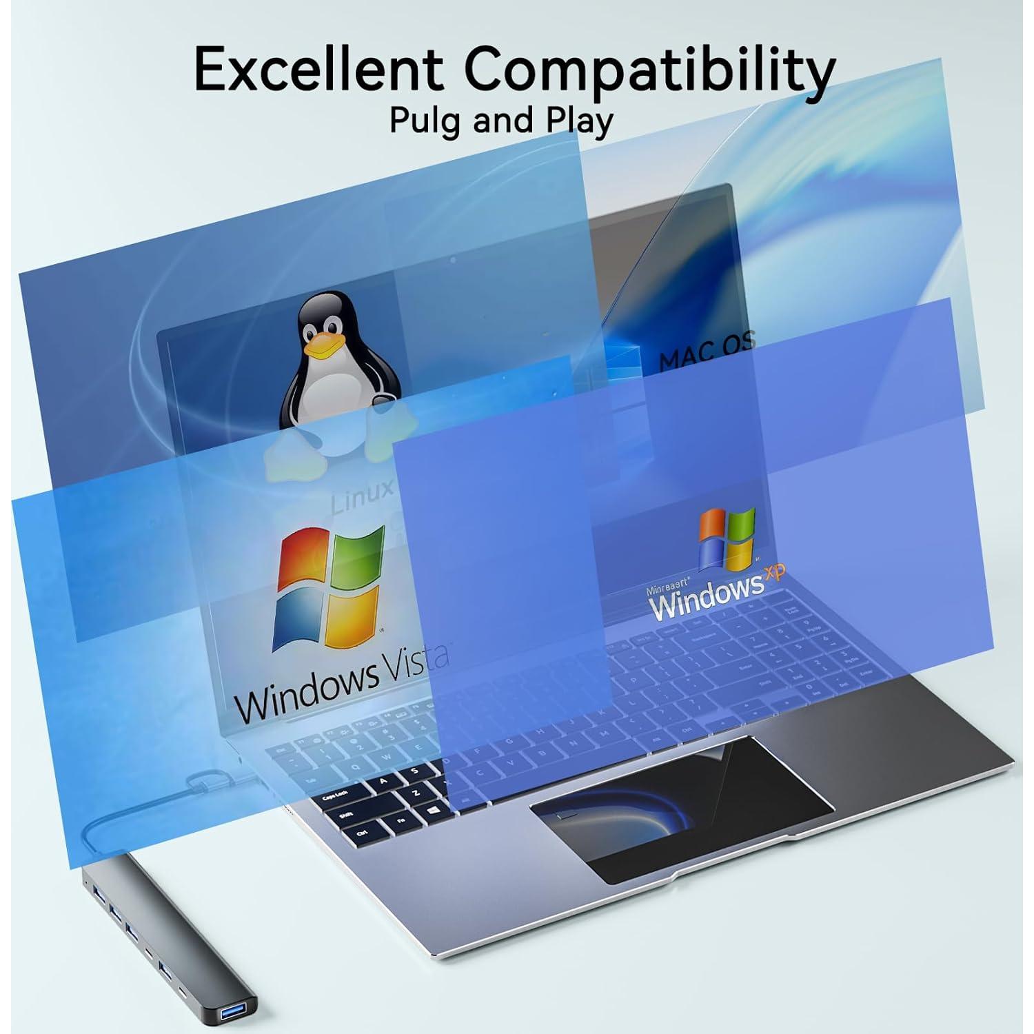 Hub USB-C 7 en 1 AiNEERich, Adaptador Multiport para Laptop y iPhone