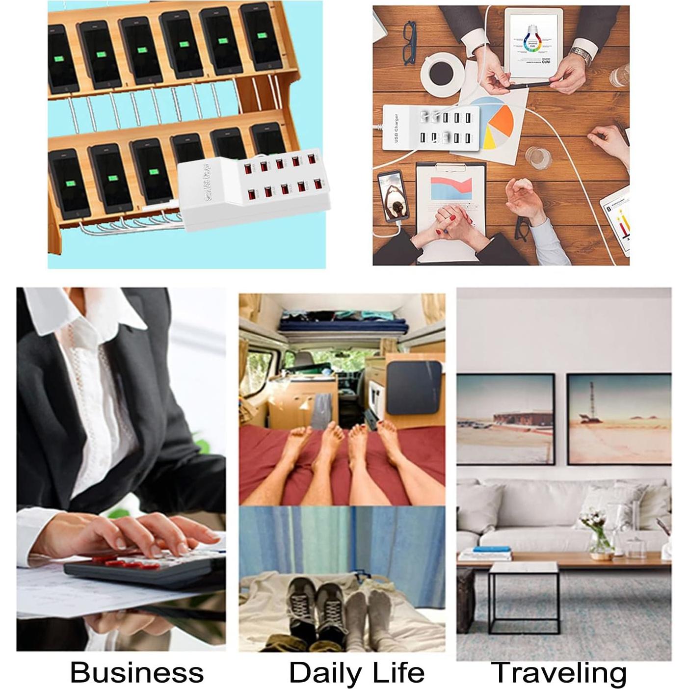 Estación de Carga USB MaxLax 10 Puertos 50W 10A Smart IC