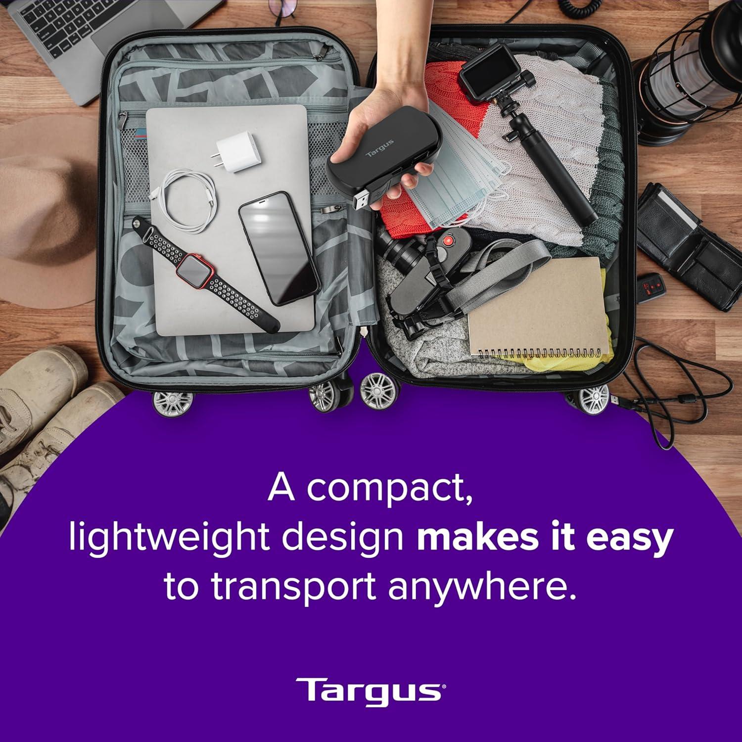 Hub USB 2.0 Targus de 4 Puertos Negro - Compatible PC y Mac