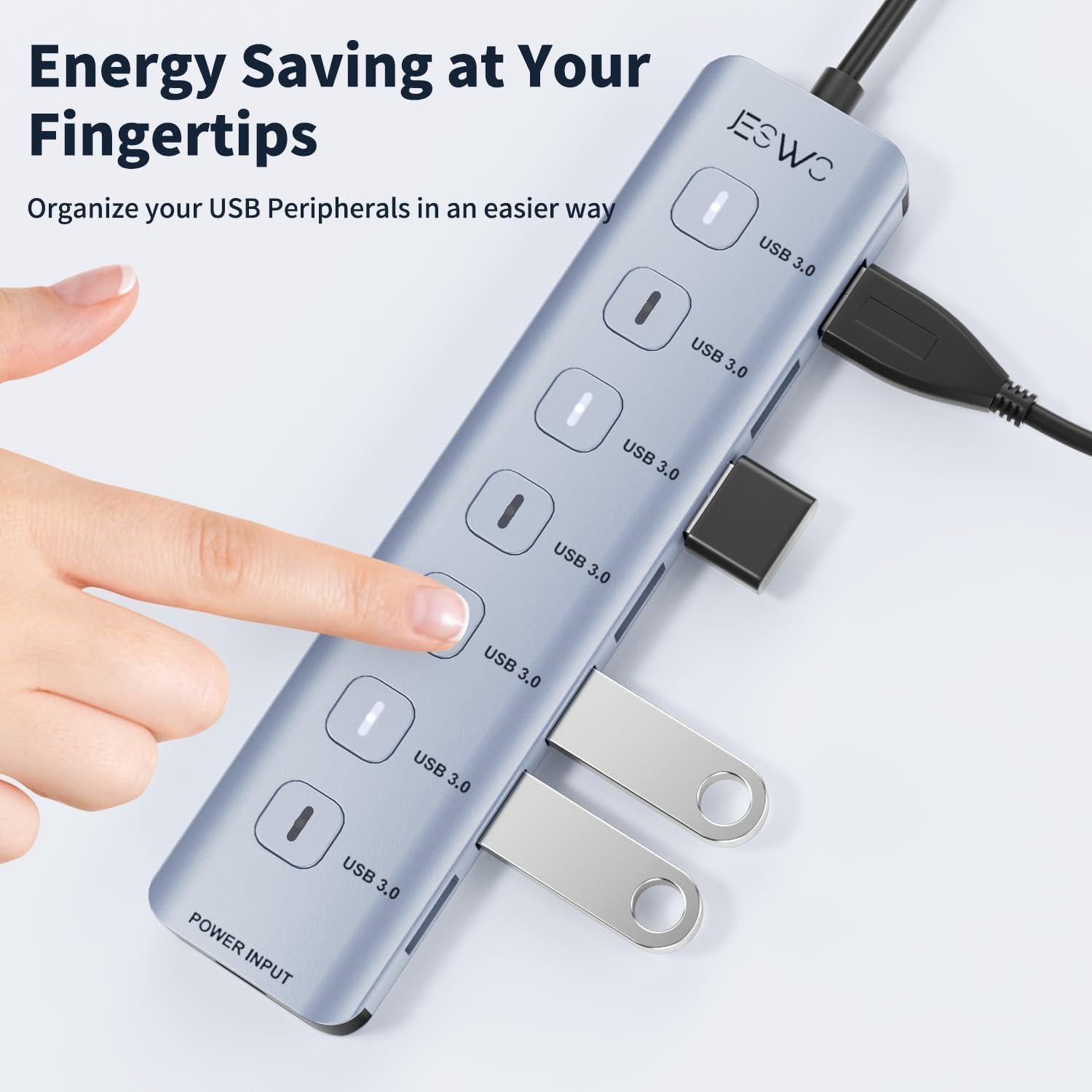 Hub USB 3.0 7 Puertos Aluminio Dongguan A307, 5Gbps