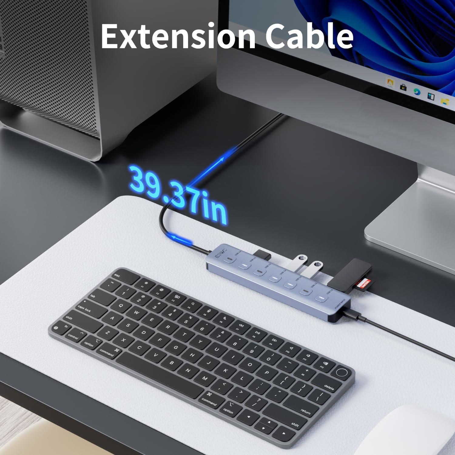 Hub USB 3.0 7 Puertos Aluminio Dongguan A307, 5Gbps