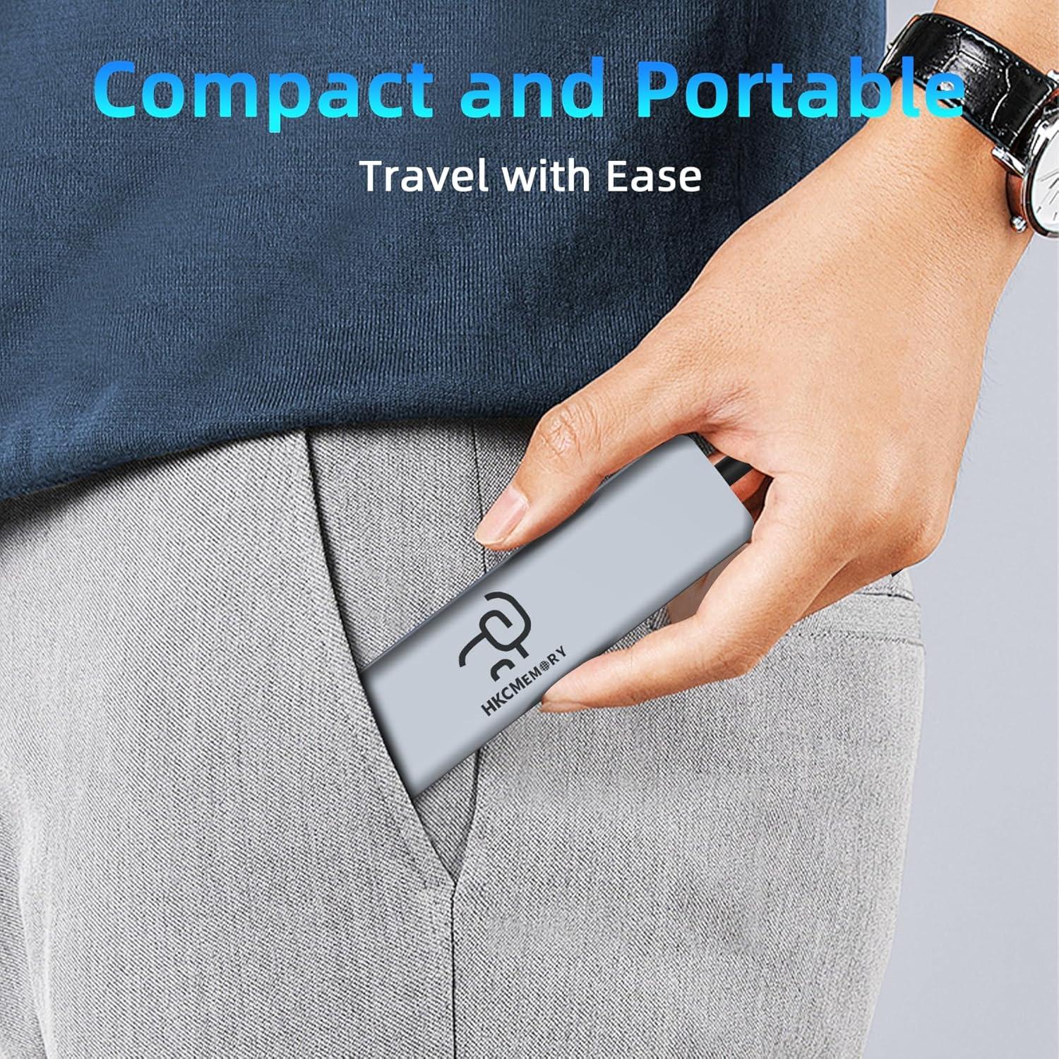 Hub USB C 7-en-1 HKCMEMORY con HDMI 4K y carga PD 100W