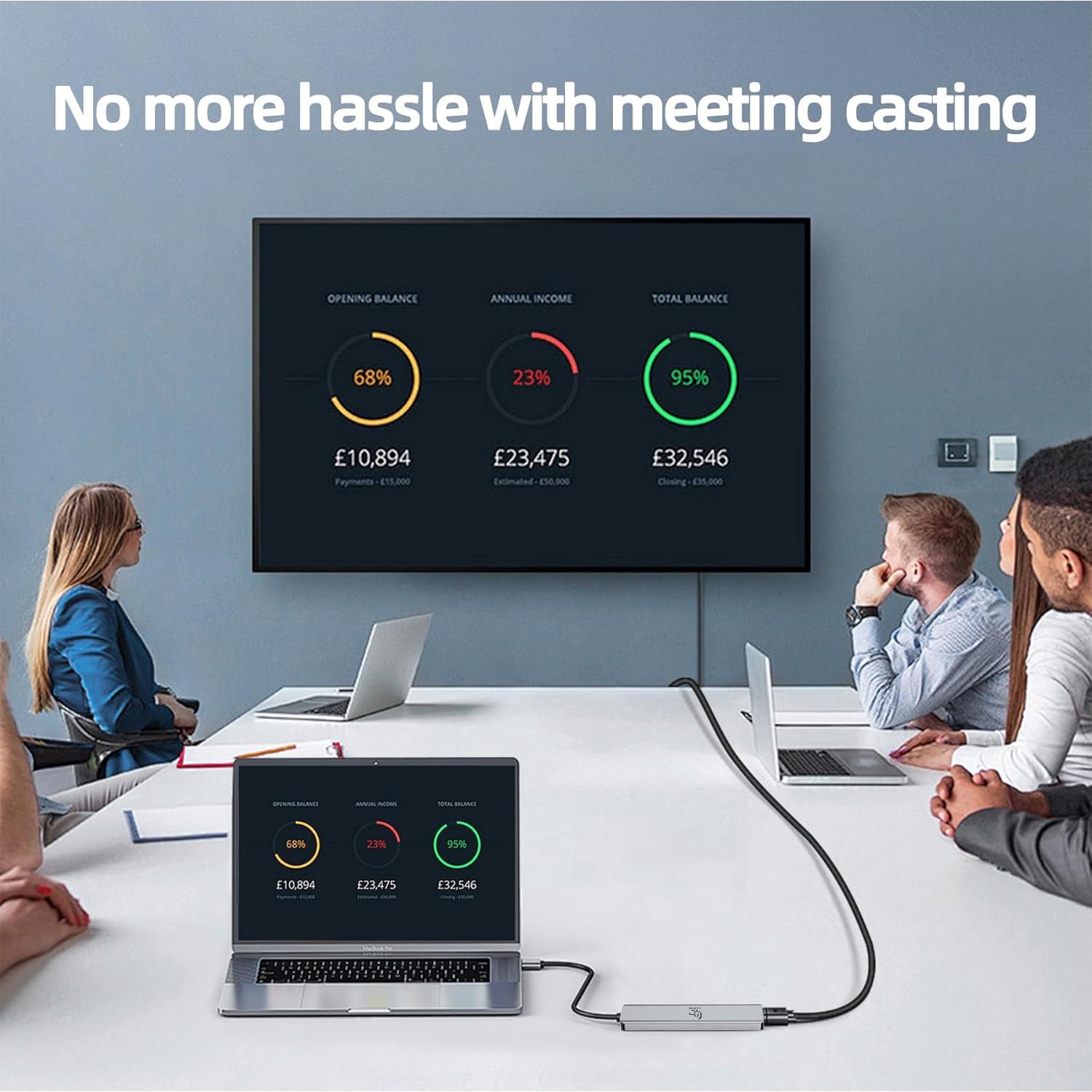 Hub USB C 7-en-1 HKCMEMORY con HDMI 4K y carga PD 100W