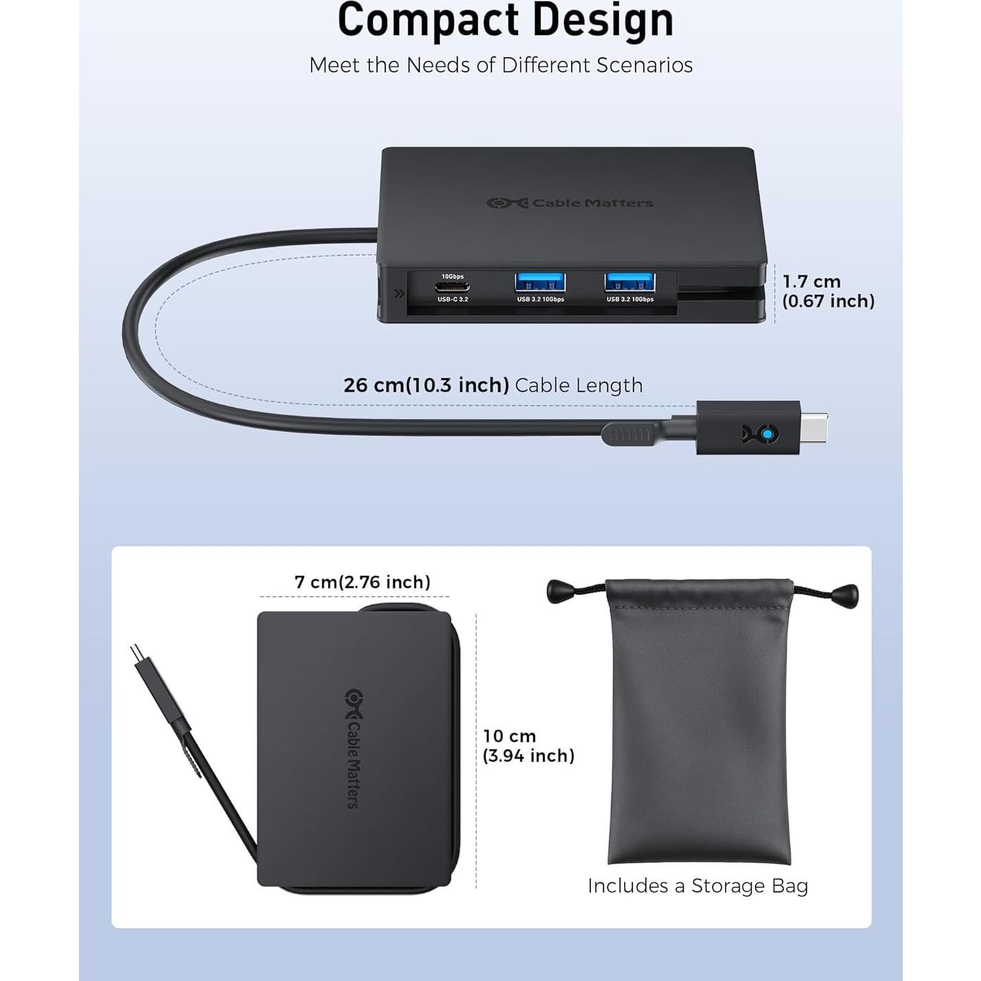 Adaptador Multiport USB C 8-en-1 Cable Matters HDMI 4K 140W