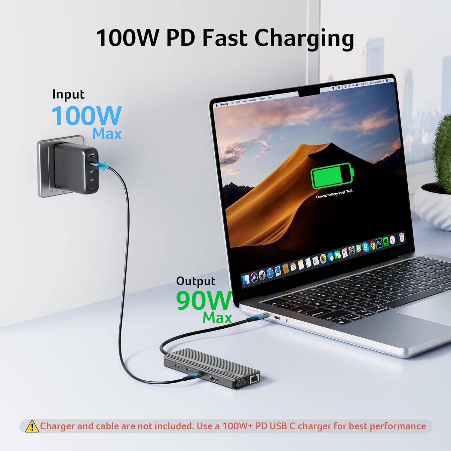 Adaptador Multiport USB C HUB Acer 11 en 1 HDMI 4K VGA 1080P