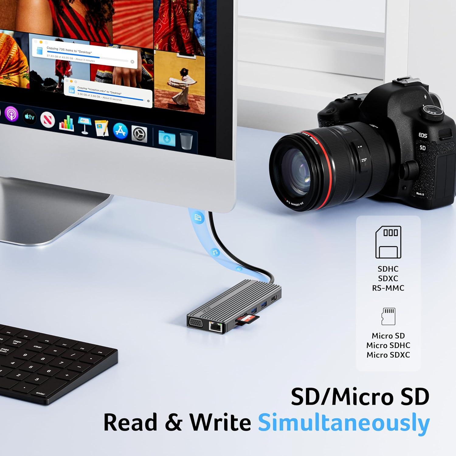 Adaptador Multiport USB C HUB Acer 11 en 1 HDMI 4K VGA 1080P