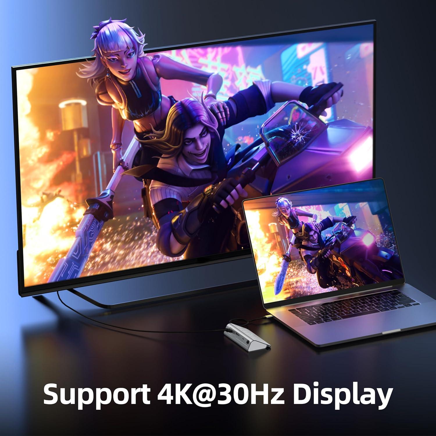 Hub USB C 10-en-1 intpw Aluminio HDMI 4K Ethernet 1Gbps