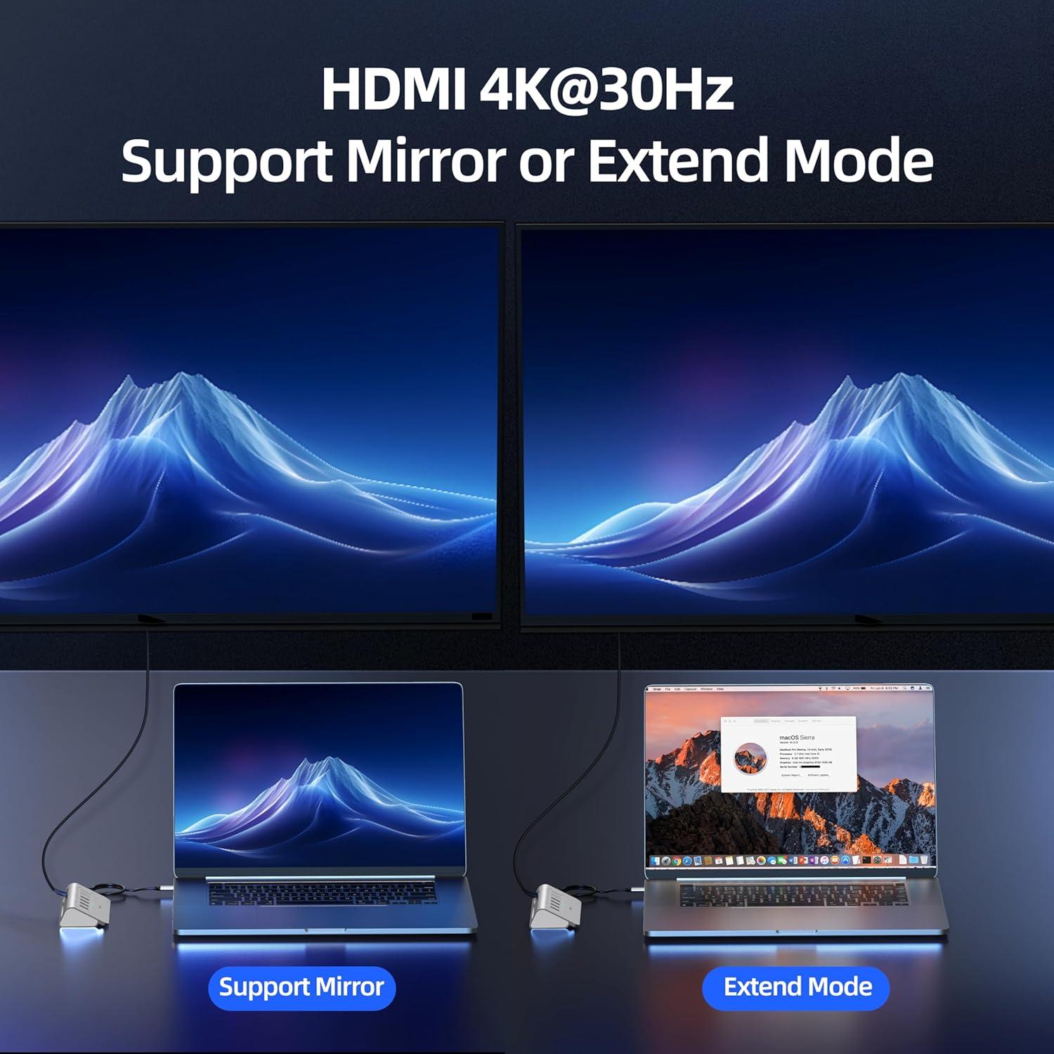 Hub USB C 10-en-1 intpw Aluminio HDMI 4K Ethernet 1Gbps