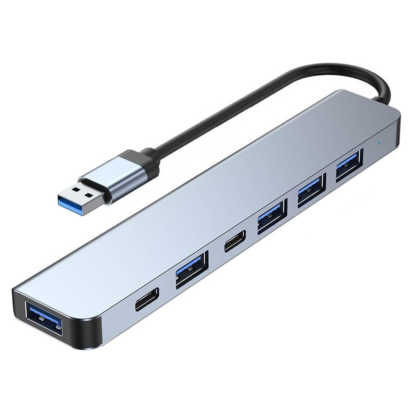 Hub USB 3.0 7 en 1 Aluminio ukiism con Puerto de Carga