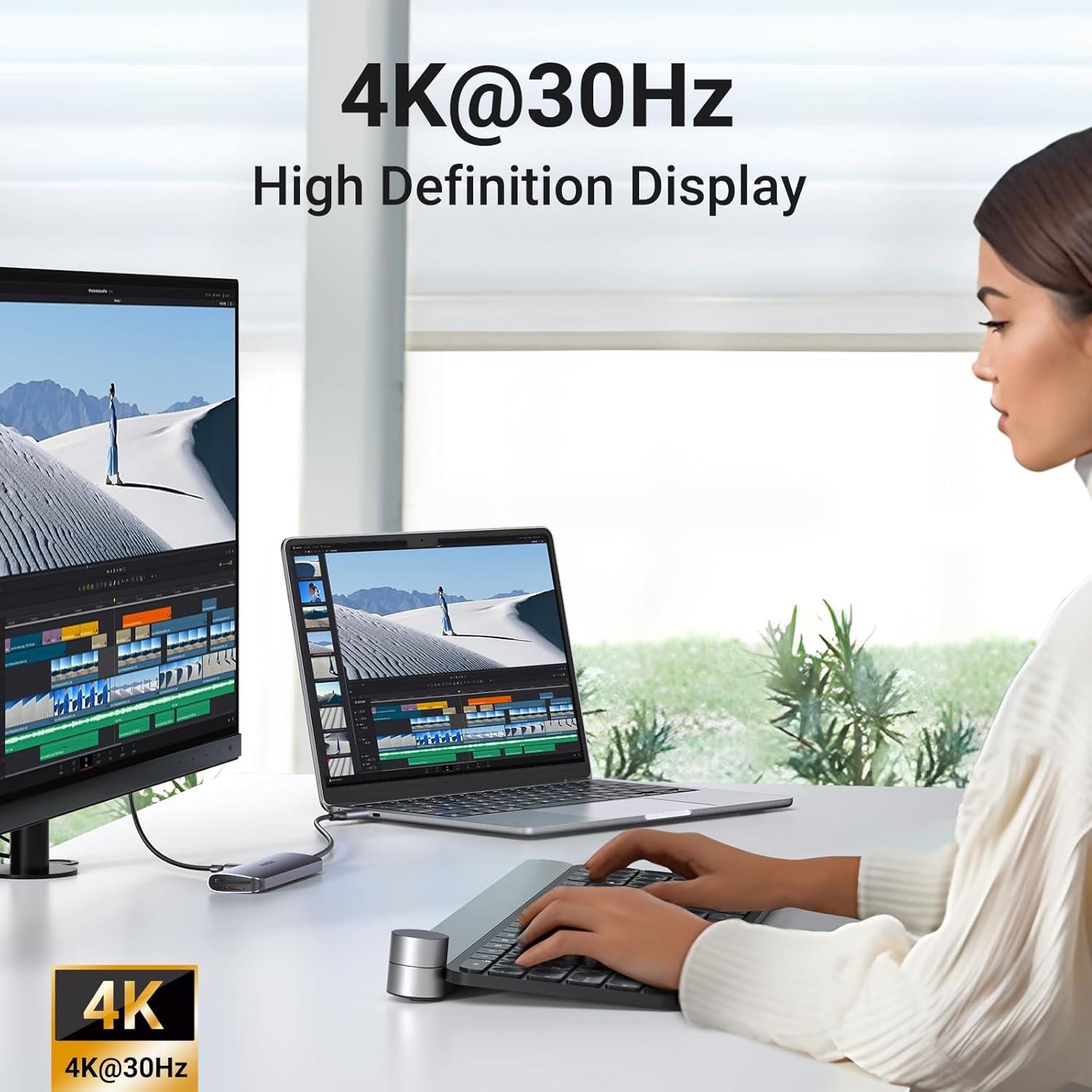 Hub USB C 6 en 1 UGREEN 4K HDMI 3 Puertos USB 3.0 Lector SD