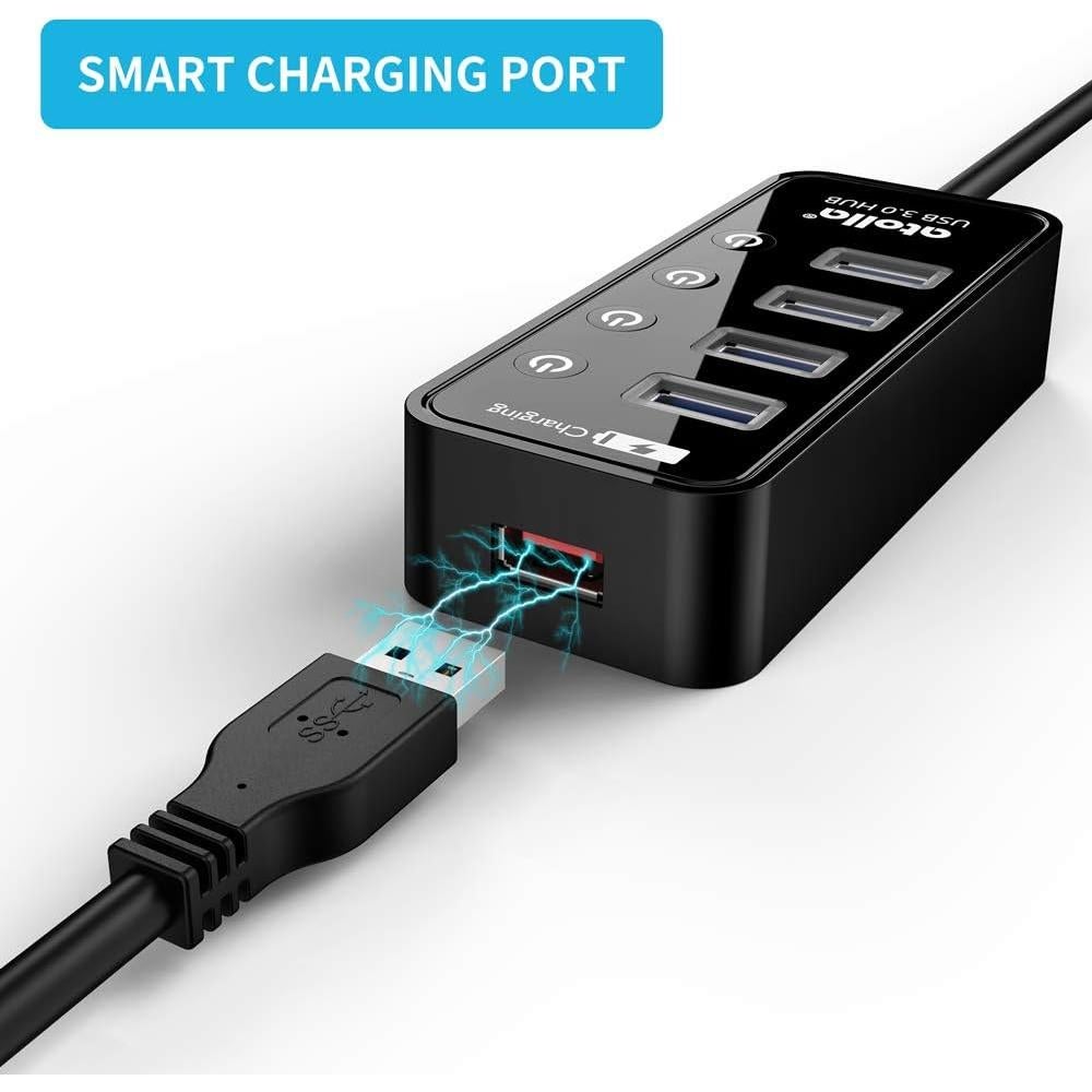 Hub USB 3.0 Atolla 4 Puertos con Carga Inteligente 0.6m